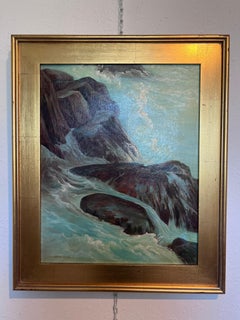 Carolyn Staves Original Oil Painting Mountain River Landscape Framed, Seascape