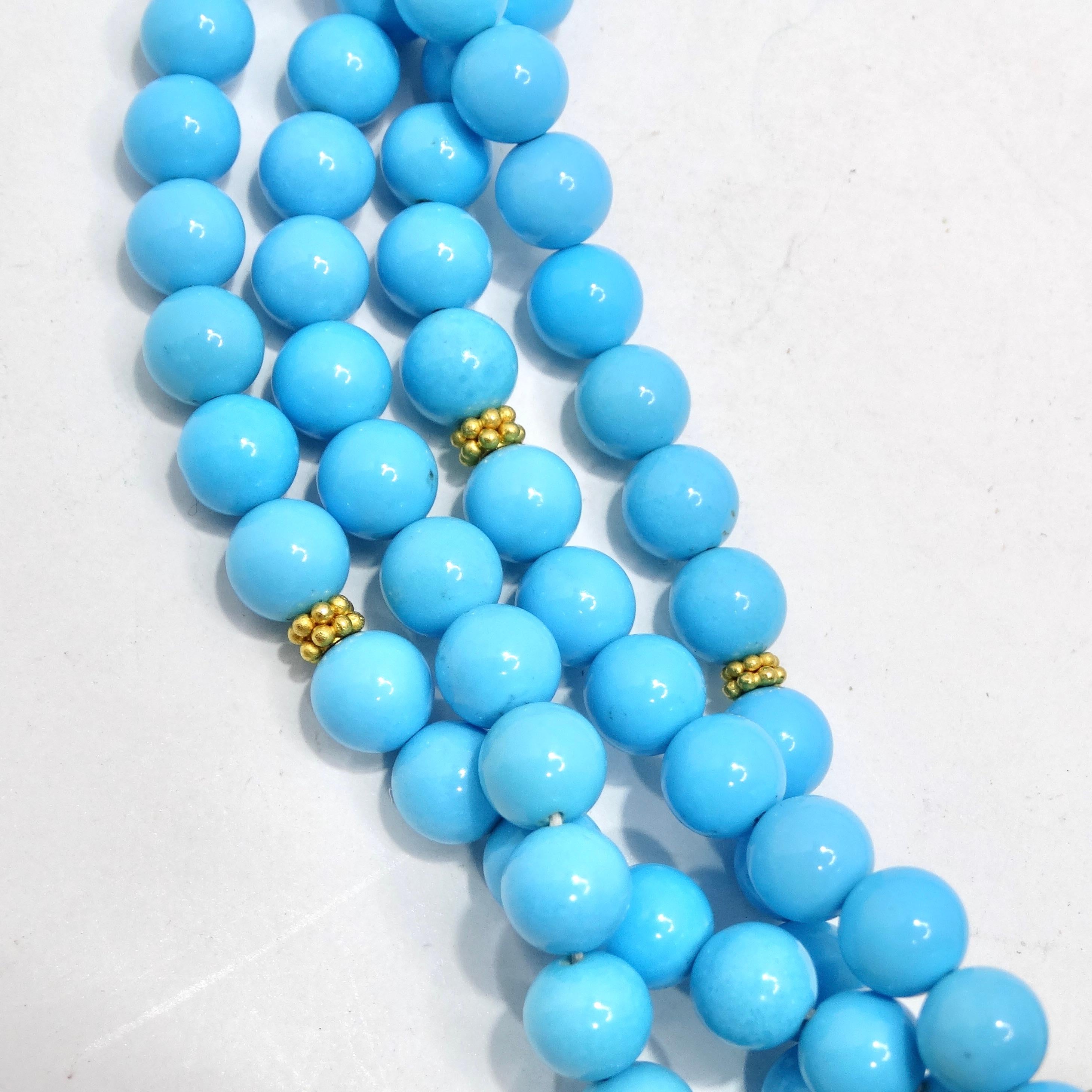 Carolyn Tyler 22K Gold Sleeping Beauty Turquoise Necklace & Earrings Set For Sale 5