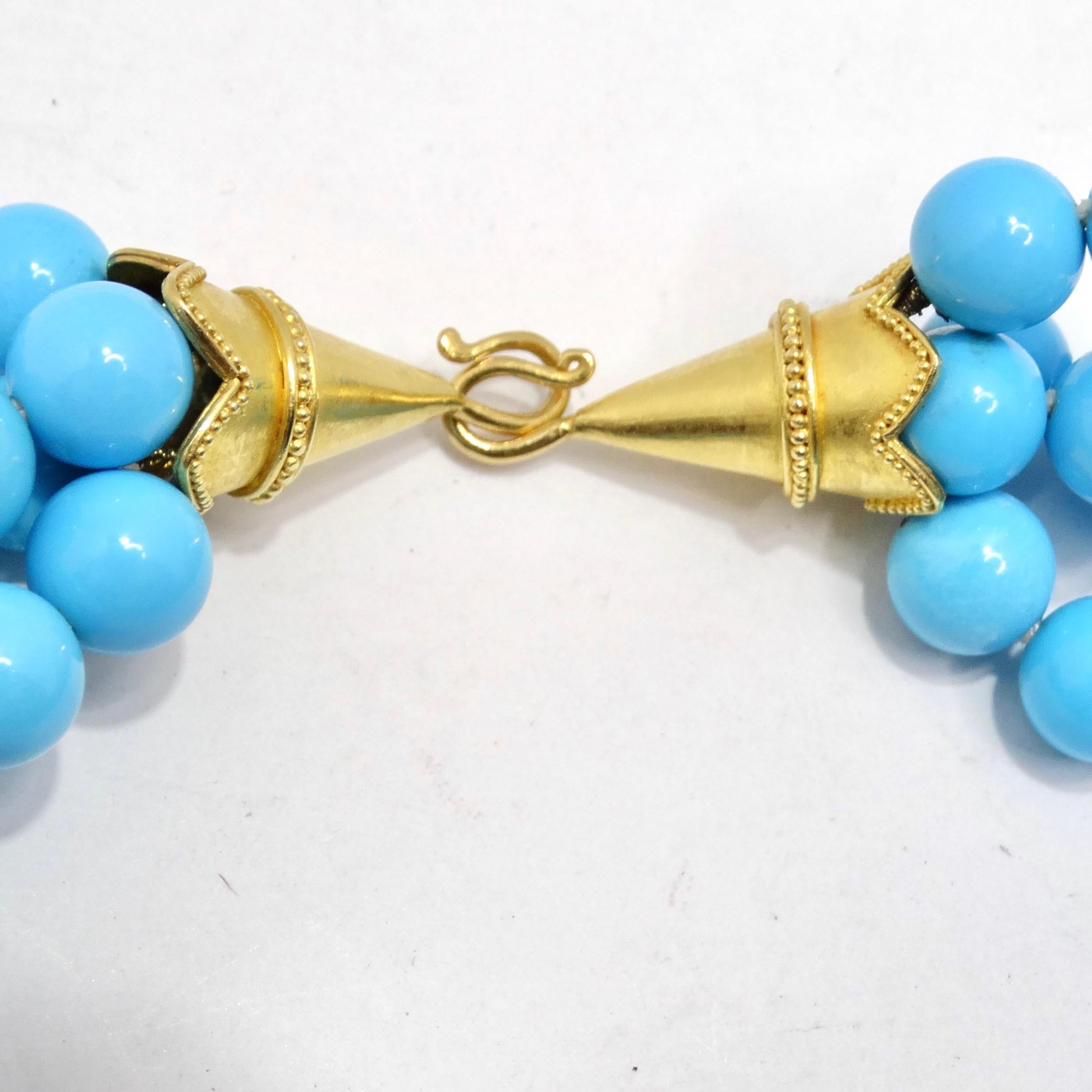 Carolyn Tyler 22K Gold Sleeping Beauty Turquoise Necklace & Earrings Set For Sale 6
