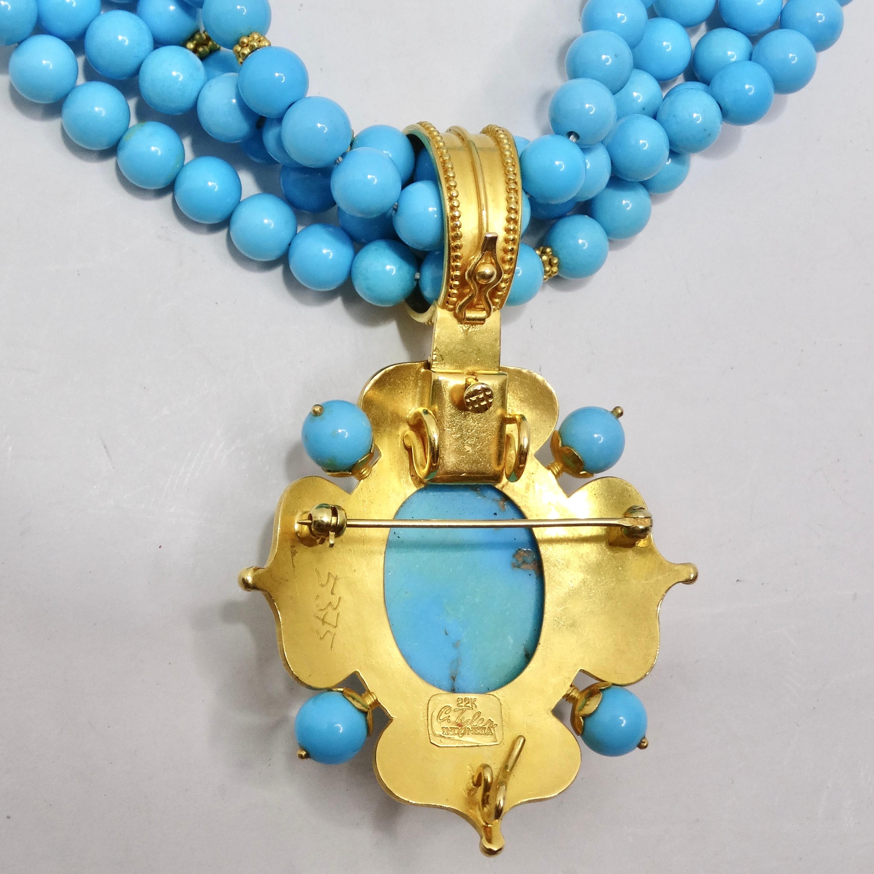 Carolyn Tyler 22K Gold Sleeping Beauty Turquoise Necklace & Earrings Set For Sale 9