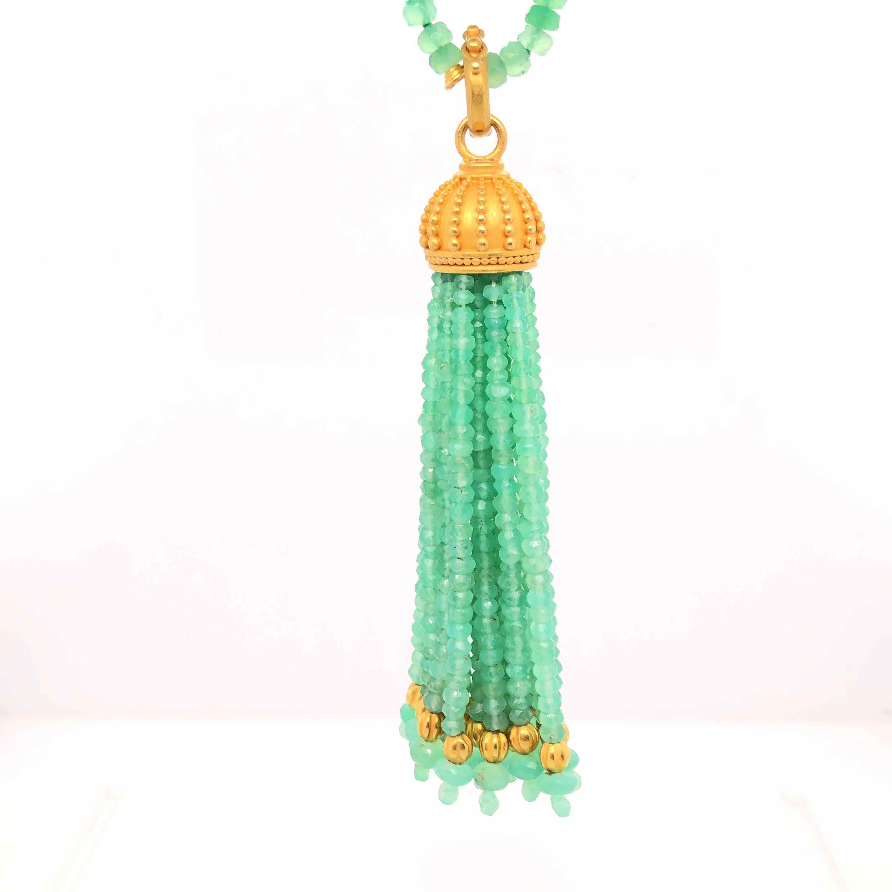 Contemporary Carolyn Tyler Chysophrase Lola Necklace and Urchin Tassel