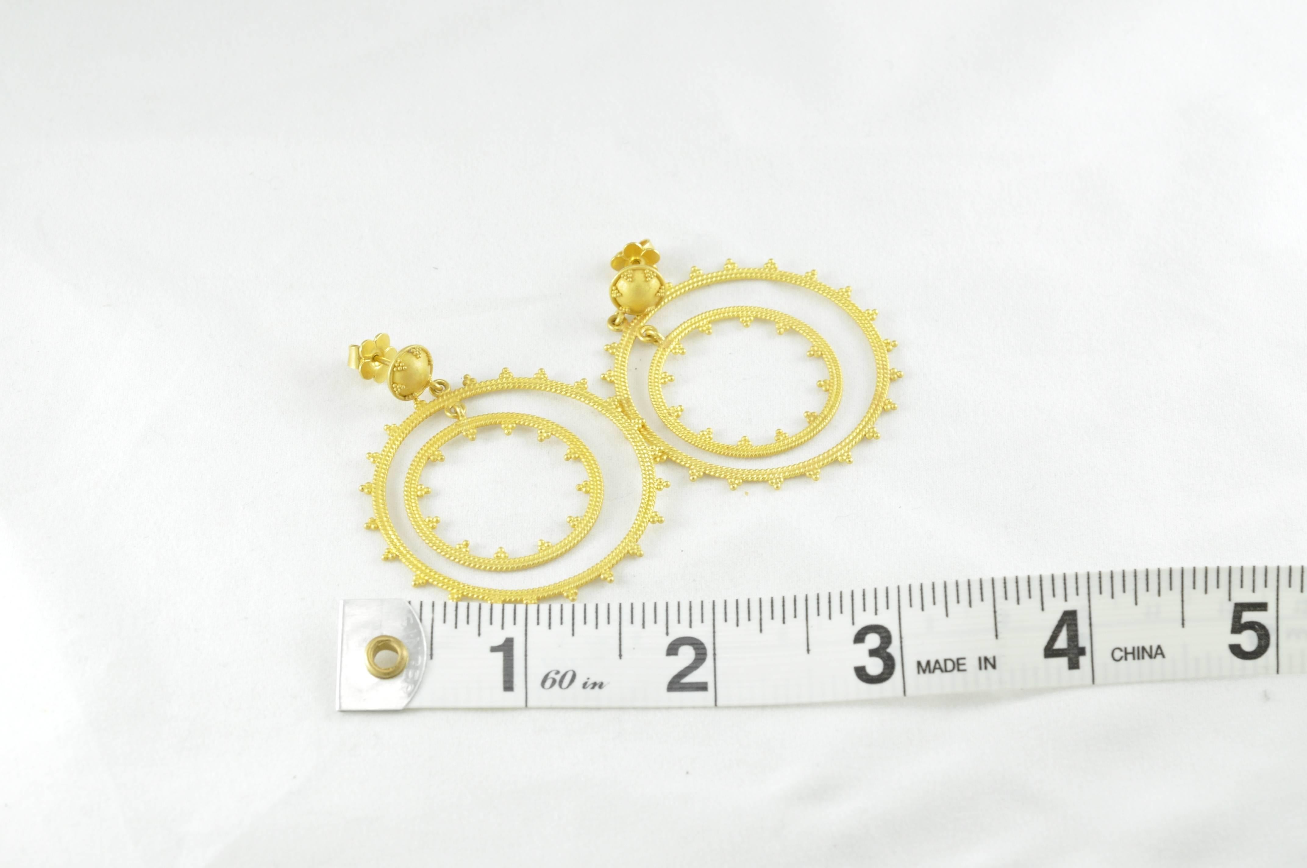 Carolyn Tyler 18k Yellow Gold Dream Weaver Drop Earrings. These earrings are made for pierced ears.  