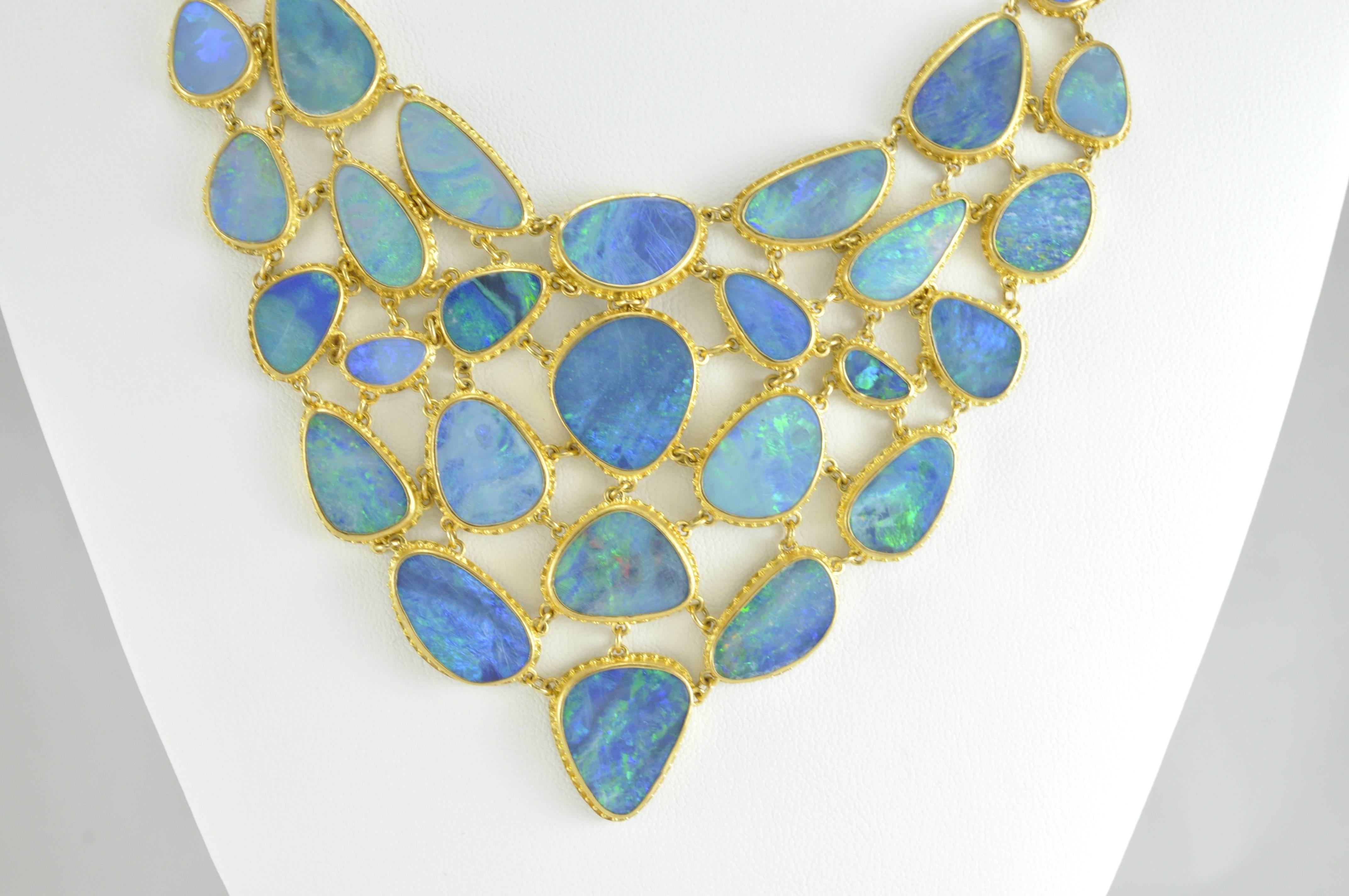 Artisan Carolyn Tyler Fishnet Boulder Opal and Gold Necklace