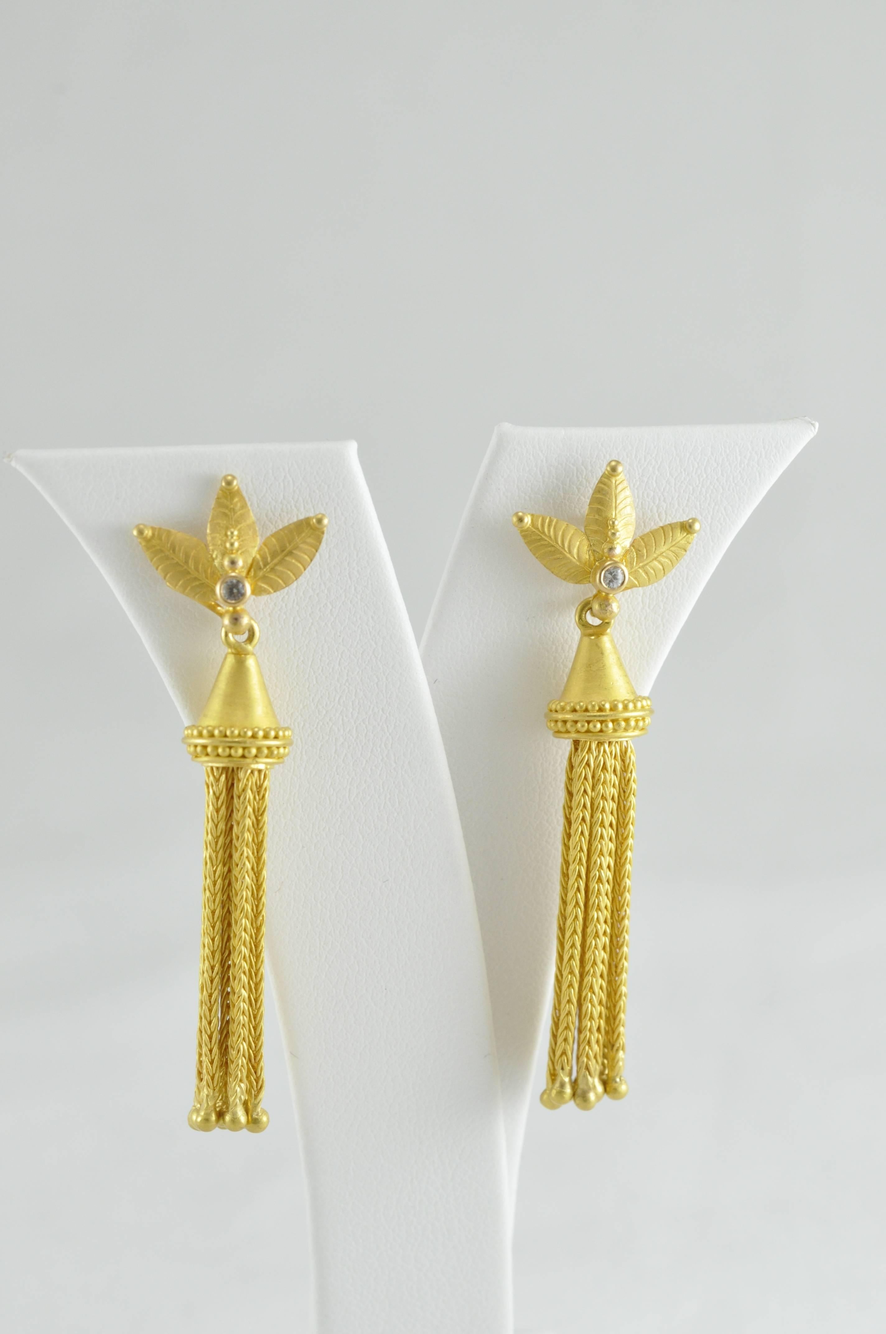 Artisan Carolyn Tyler Yellow Gold Tassel Earrings
