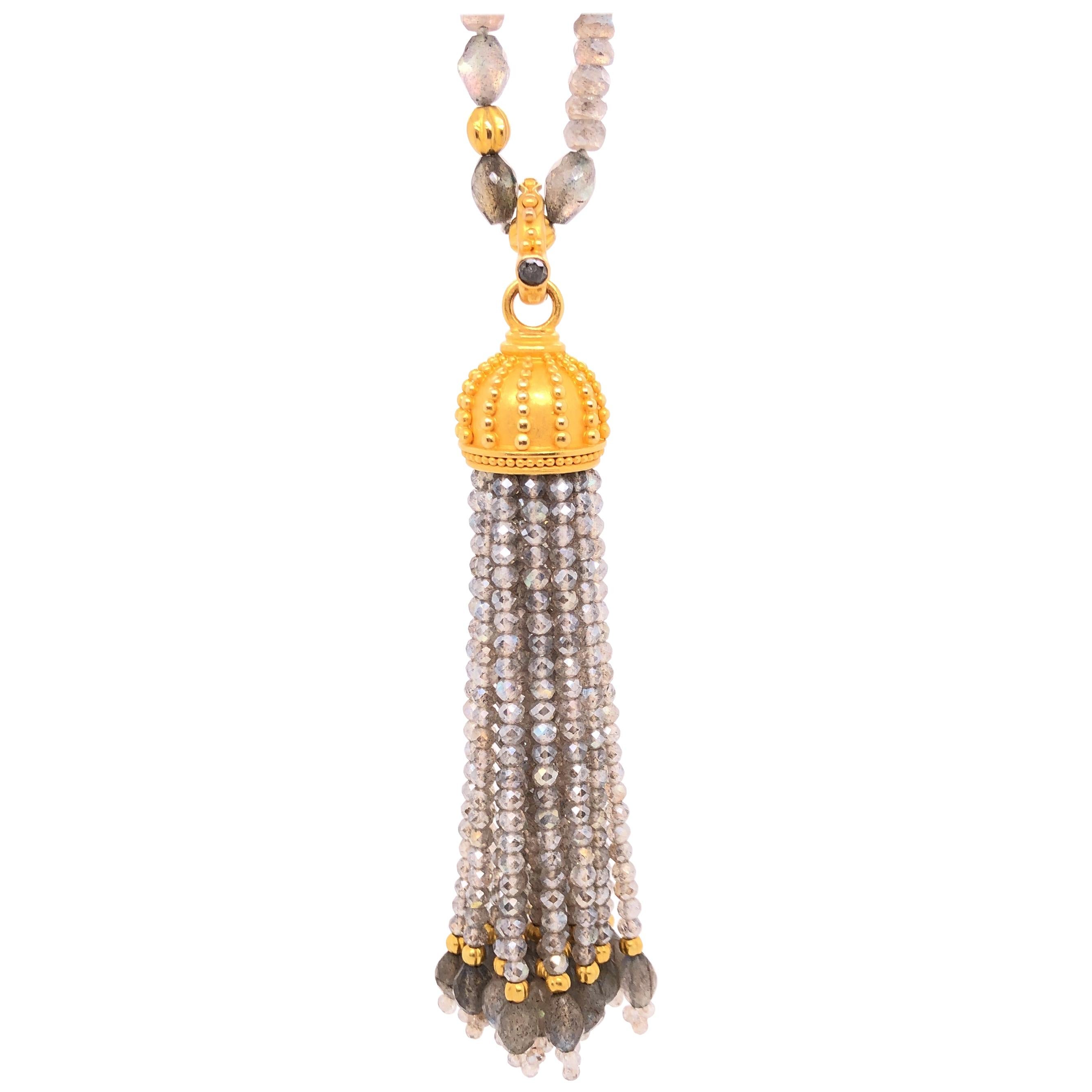 Carolyn Tyler Labradorite Lola Necklace and Urchin Tassel