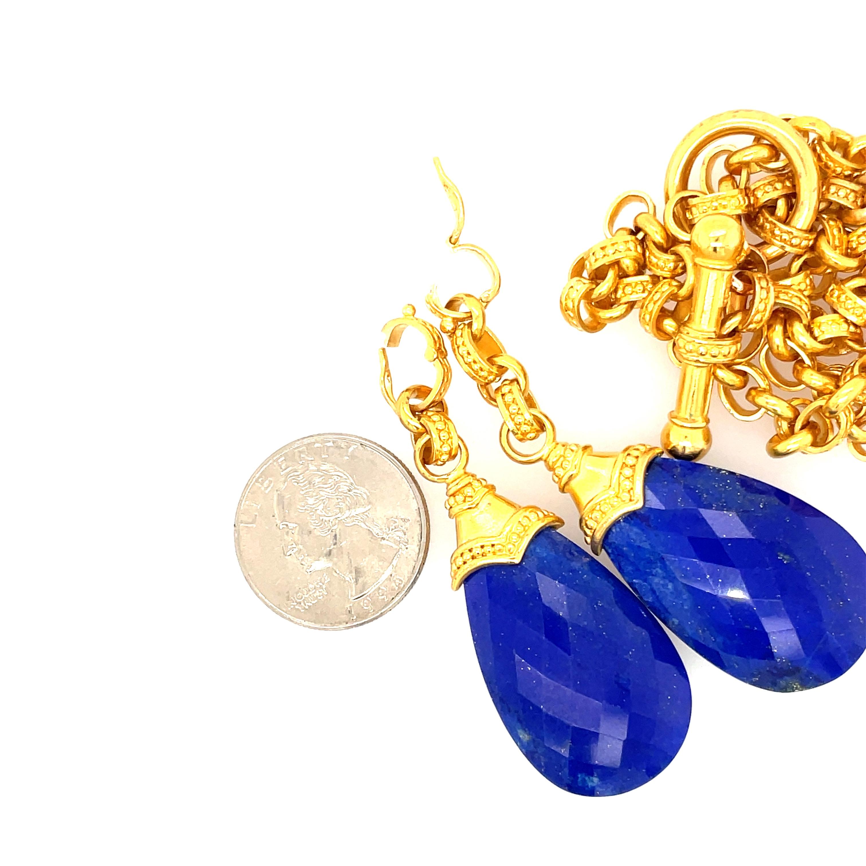 Carolyn Tyler Gliederhalskette aus Lapis und Gelbgold (Moderne)