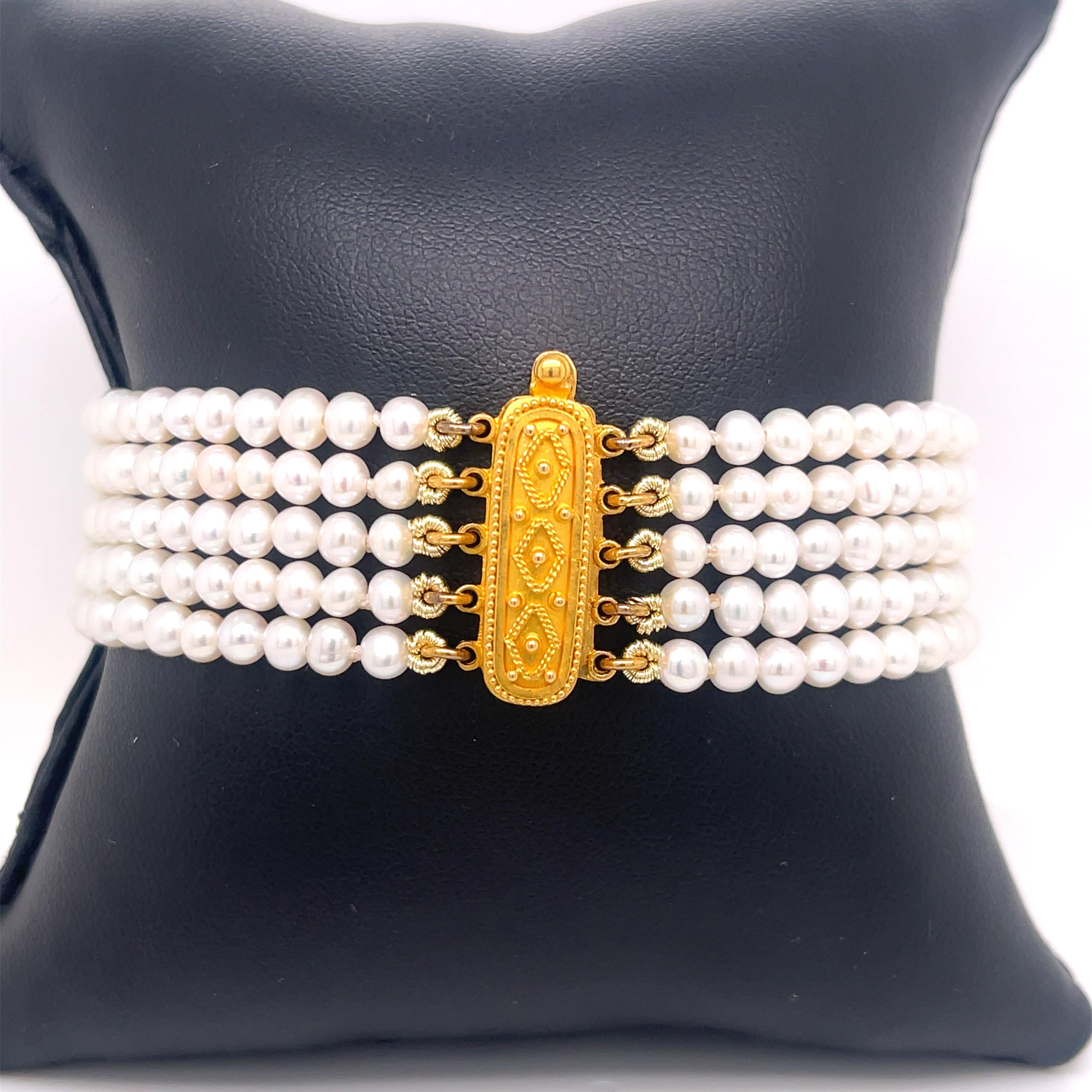 Moderne Carolyn Tyler Bracelet de perles et diamants en vente