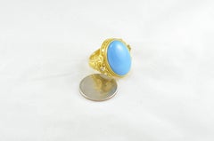 Carolyn Tyler Sleeping Beauty Turquoise Diamond and Yellow Gold Ring