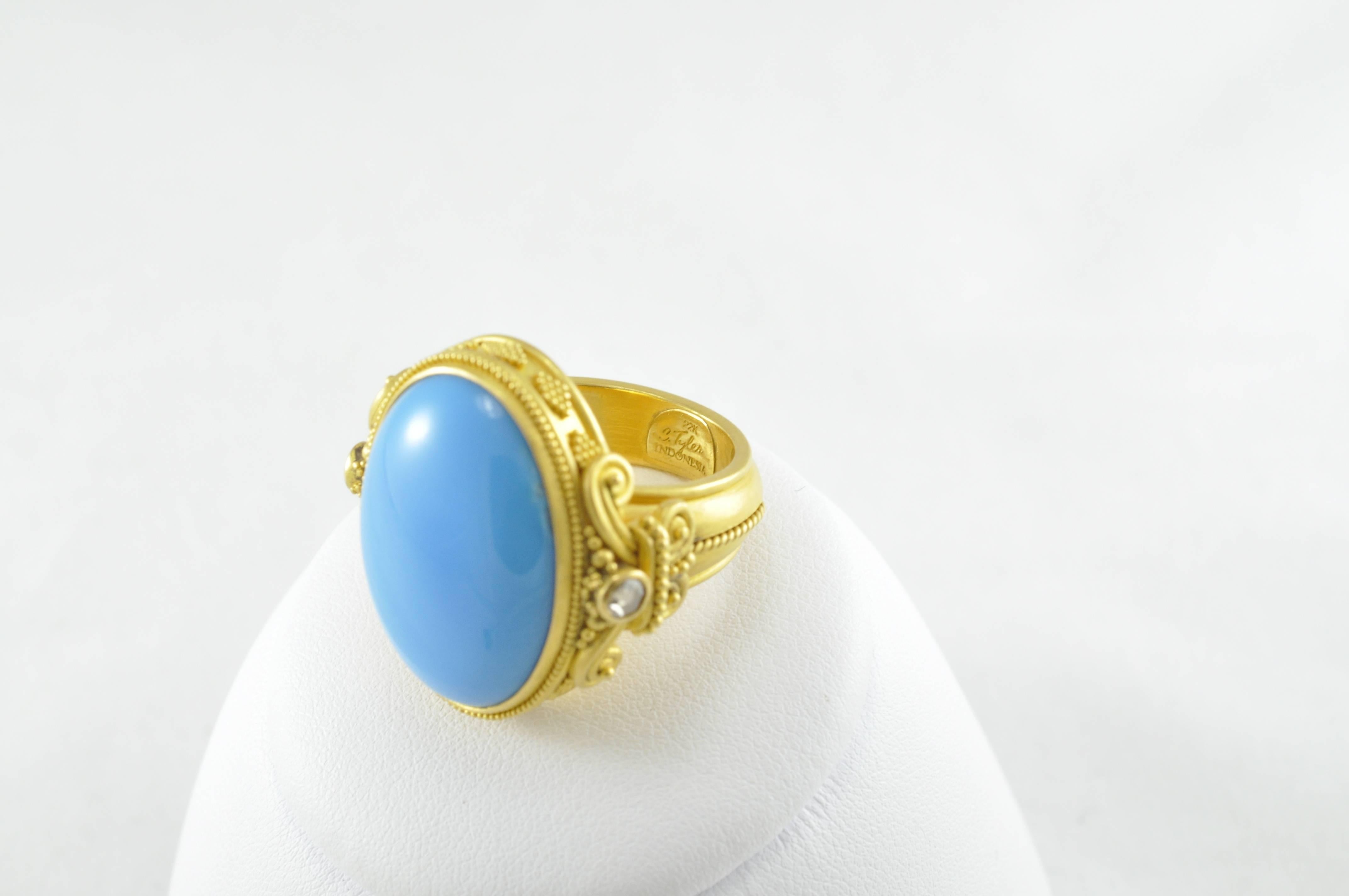 Carolyn Tyler Sleeping Beauty Turquoise Diamond and Yellow Gold Ring at ...