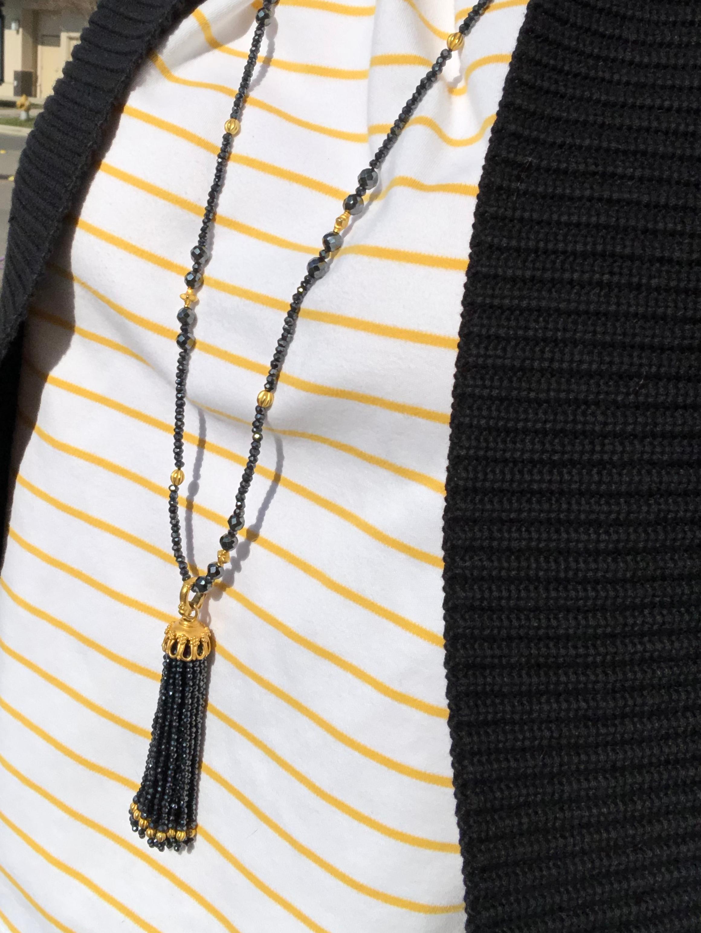 Round Cut Carolyn Tyler Spinel Lola Necklace and Loop Tassel