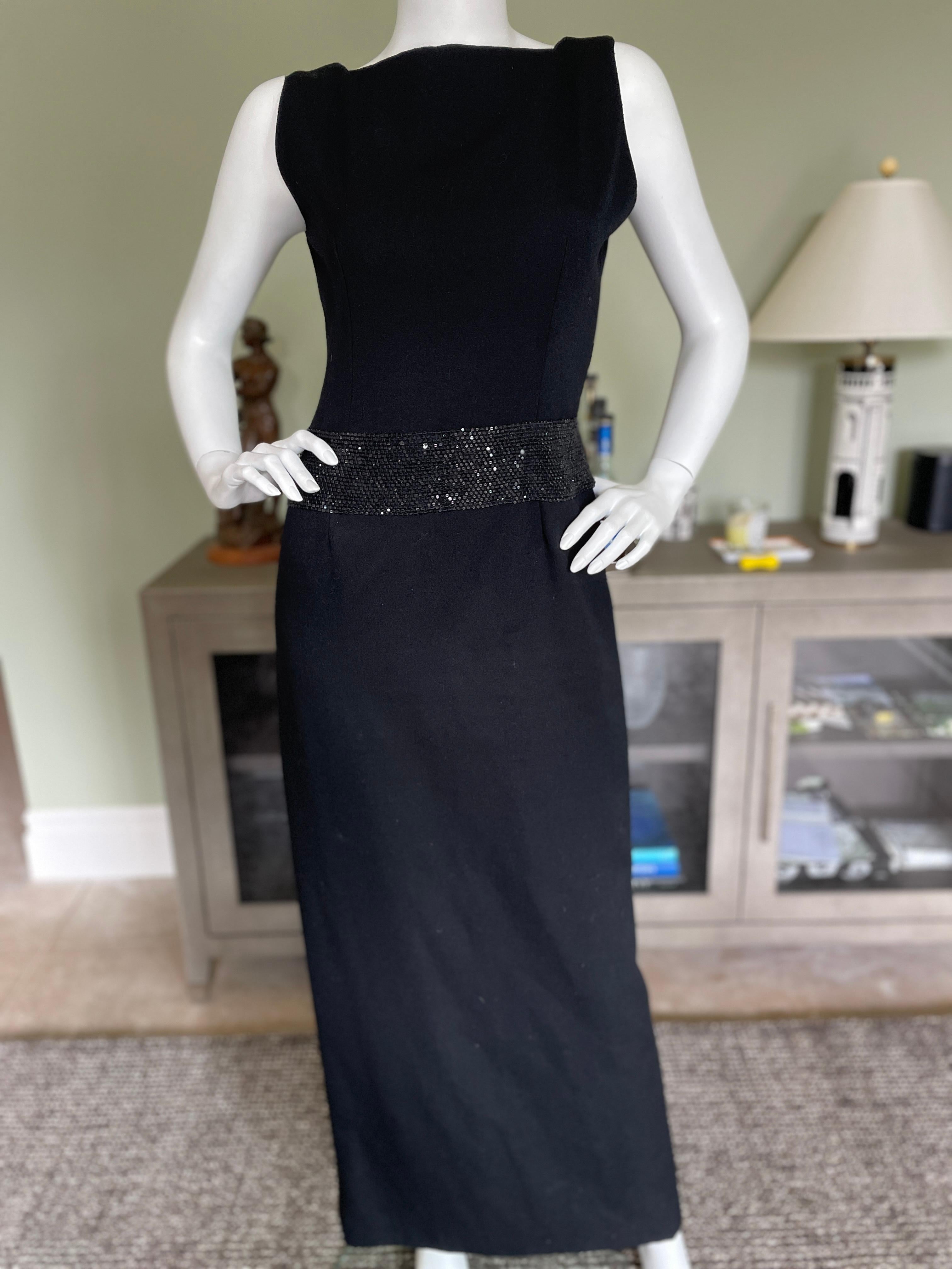 Carolyne Roehm 1980's Black Evening Dress with Plunging Back and Jeweled Waist
 So beautiful, much prettier in person.
This is exquisite.
Size 8
 Bust 38