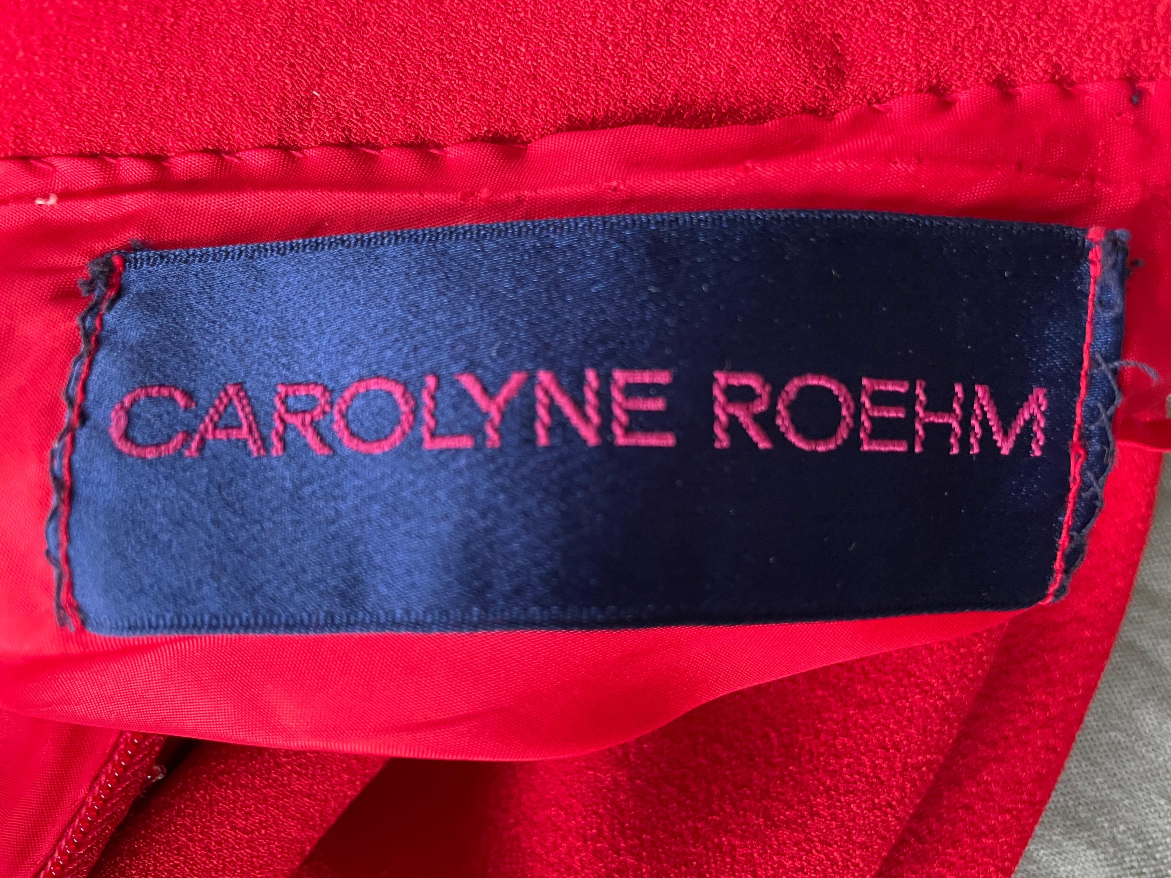 Carolyne Roehm Red Column Evening Dress with Jewel Embellished Waist and Collar  For Sale 6