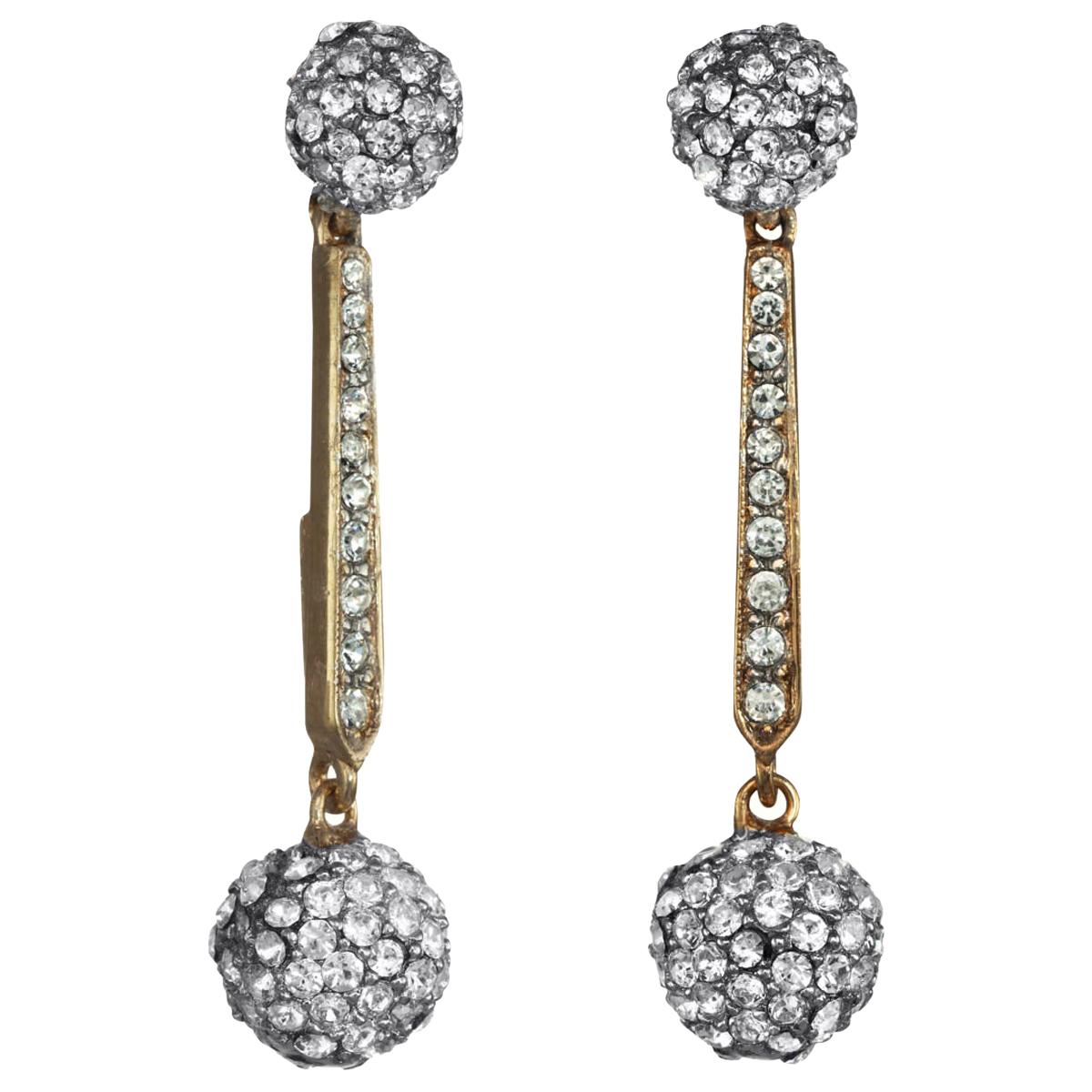 Carolyne Roehm x CINER Crystal Ball Drop CLIP Earrings For Sale