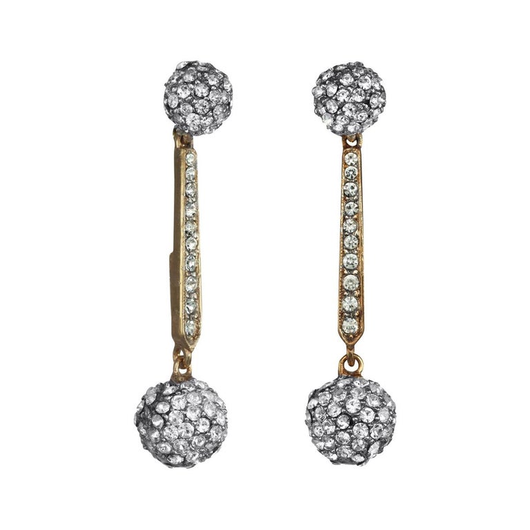 Carolyne Roehm x CINER Crystal Ball Drop PIERCED Earrings For Sale at