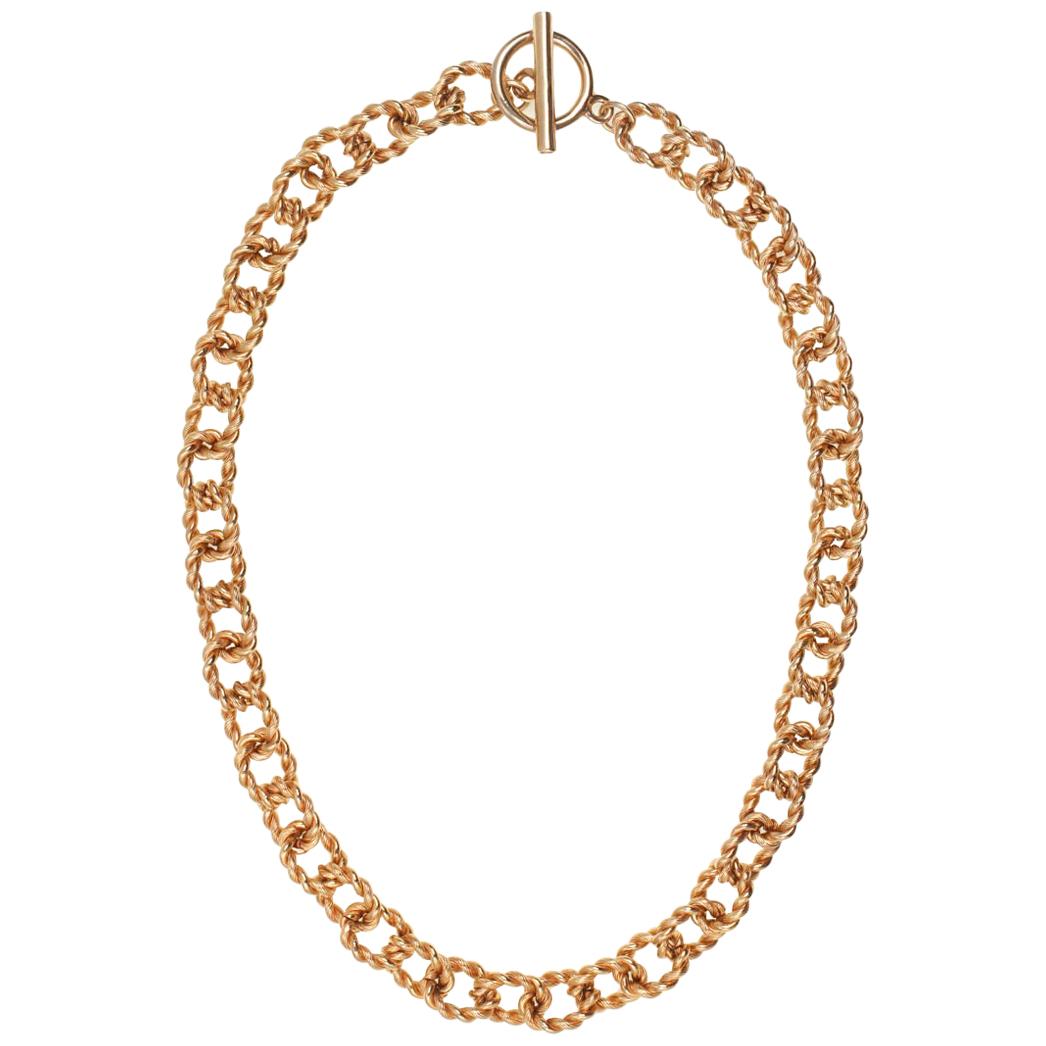 Carolyne Roehm x CINER Gold Mix Textured Round Chain For Sale