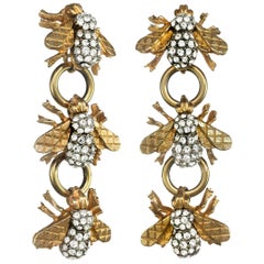 Carolyne Roehm x CINER Three Drop Crystal Bee CLIP Earring