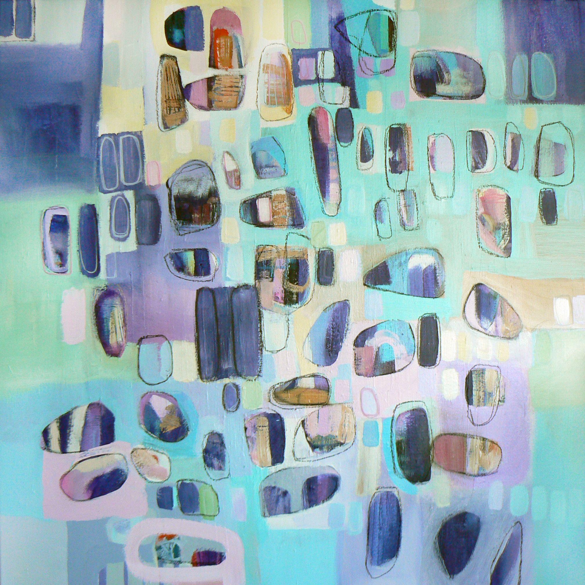 Carolynne Coulson Abstract Painting - She sells sea shells, Painting, Acrylic on Canvas