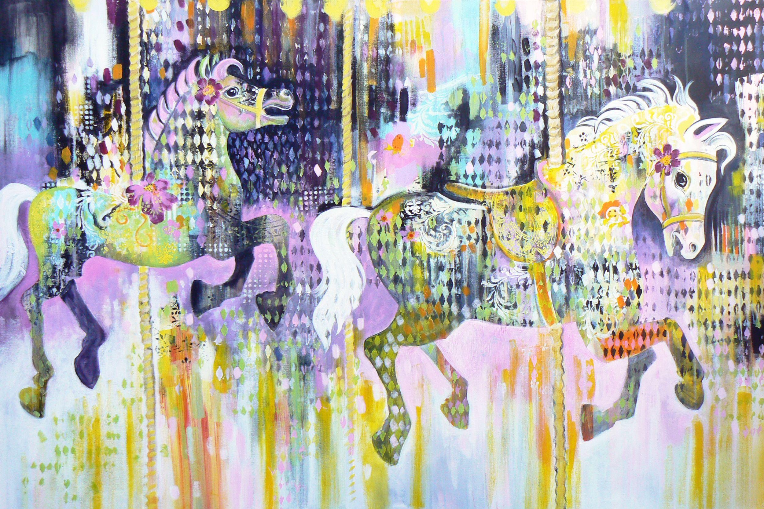 Carolynne Coulson Abstract Painting - The gallopers (large expressive contemporary, Painting, Acrylic on Canvas