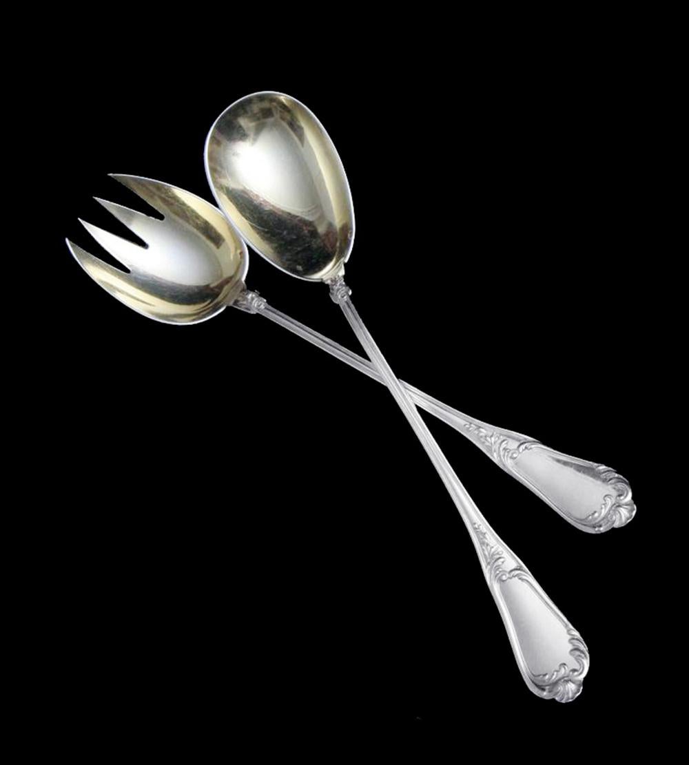 Caron - 197pc. Antique French 950 Sterling Silver & Vermeil Flatware Set, Marly  For Sale 2