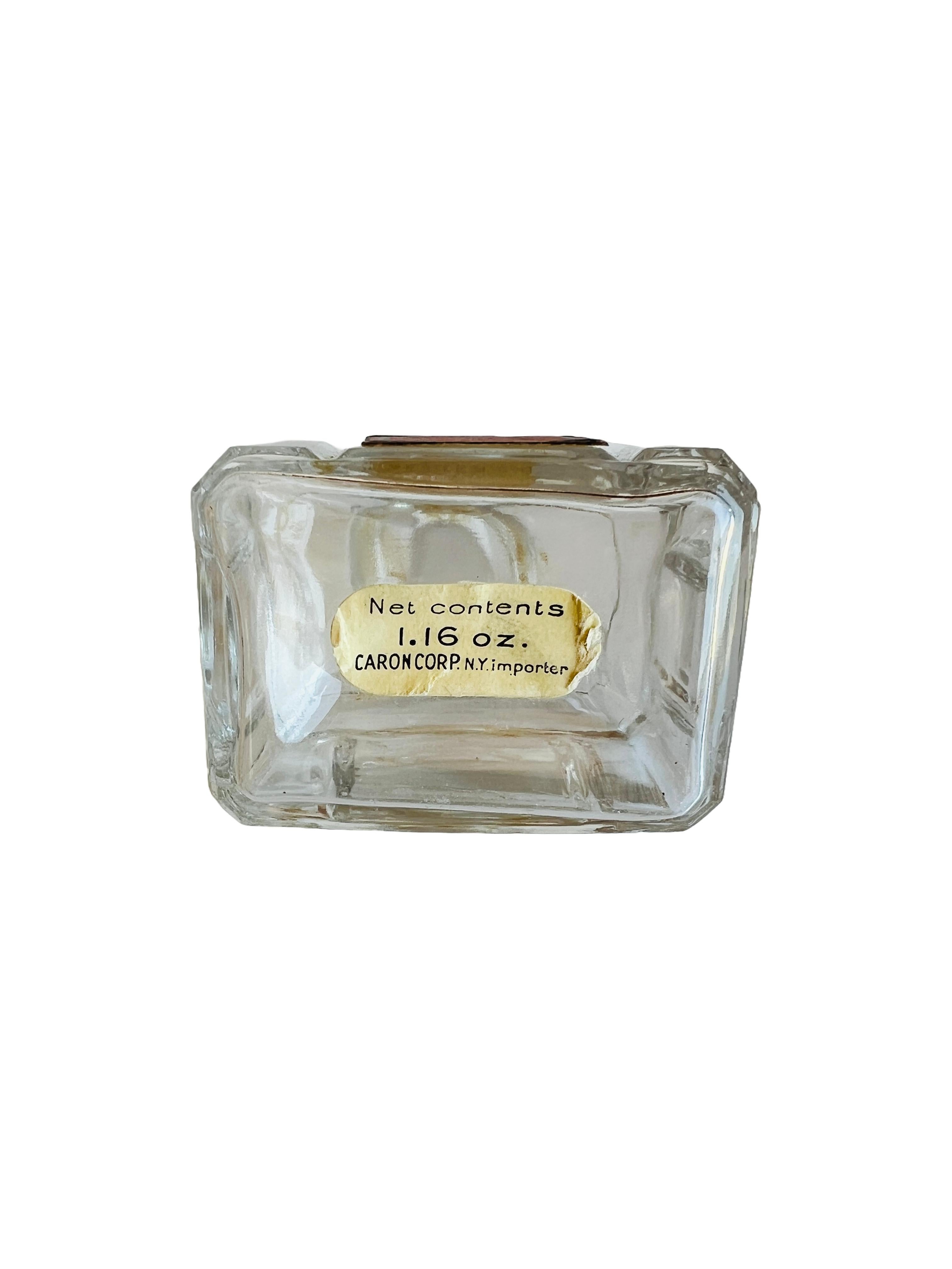 Frasco de perfume decorativo cuadrado de cristal Caron Bellodgia Art Decó en venta
