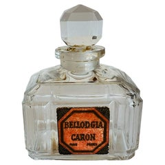 Vintage Caron Bellodgia Square Glass Crystal Decorative Perfume Bottle
