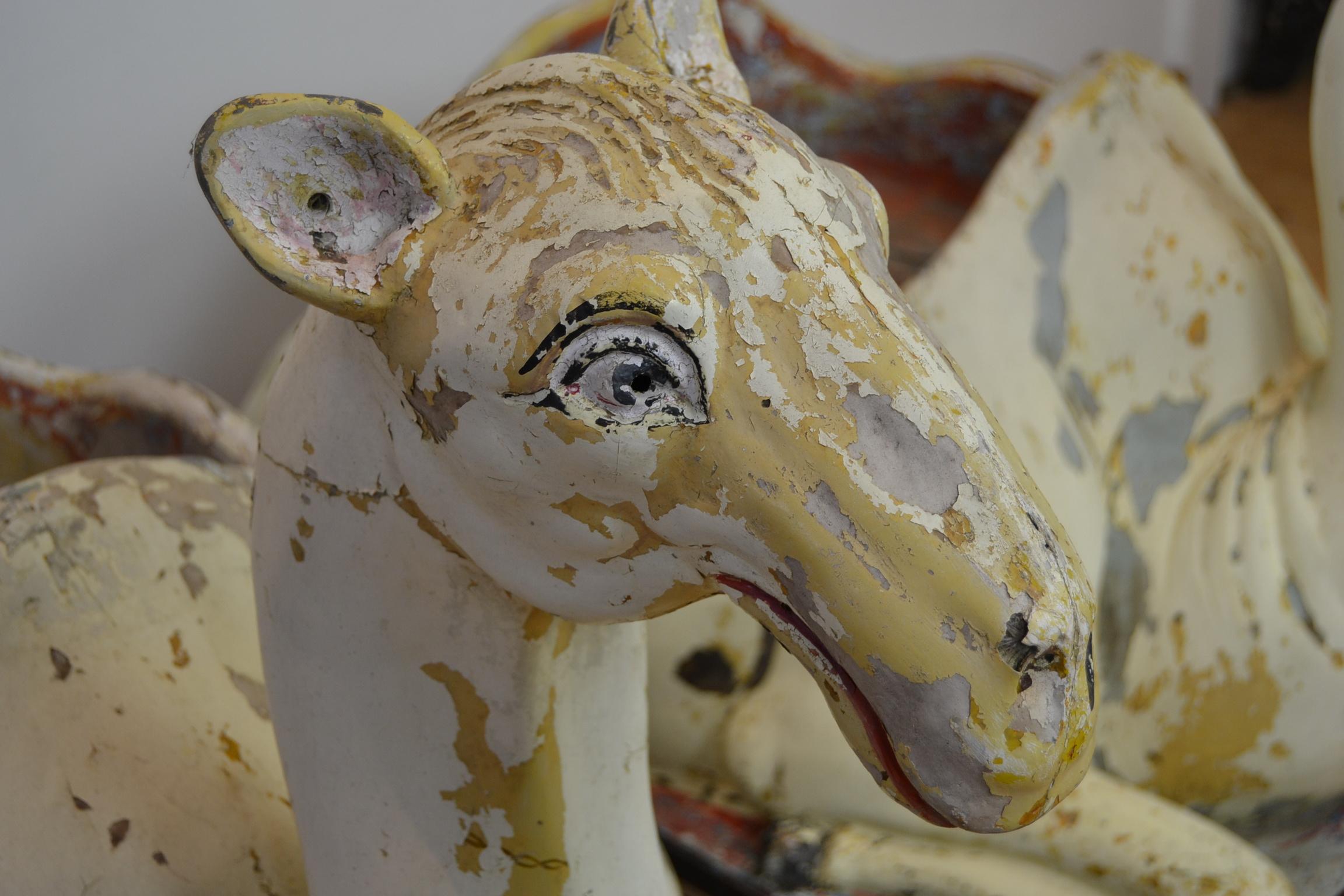 Metal Carousel Camel Animals, 1970s, Europe, 2 pieces available For Sale