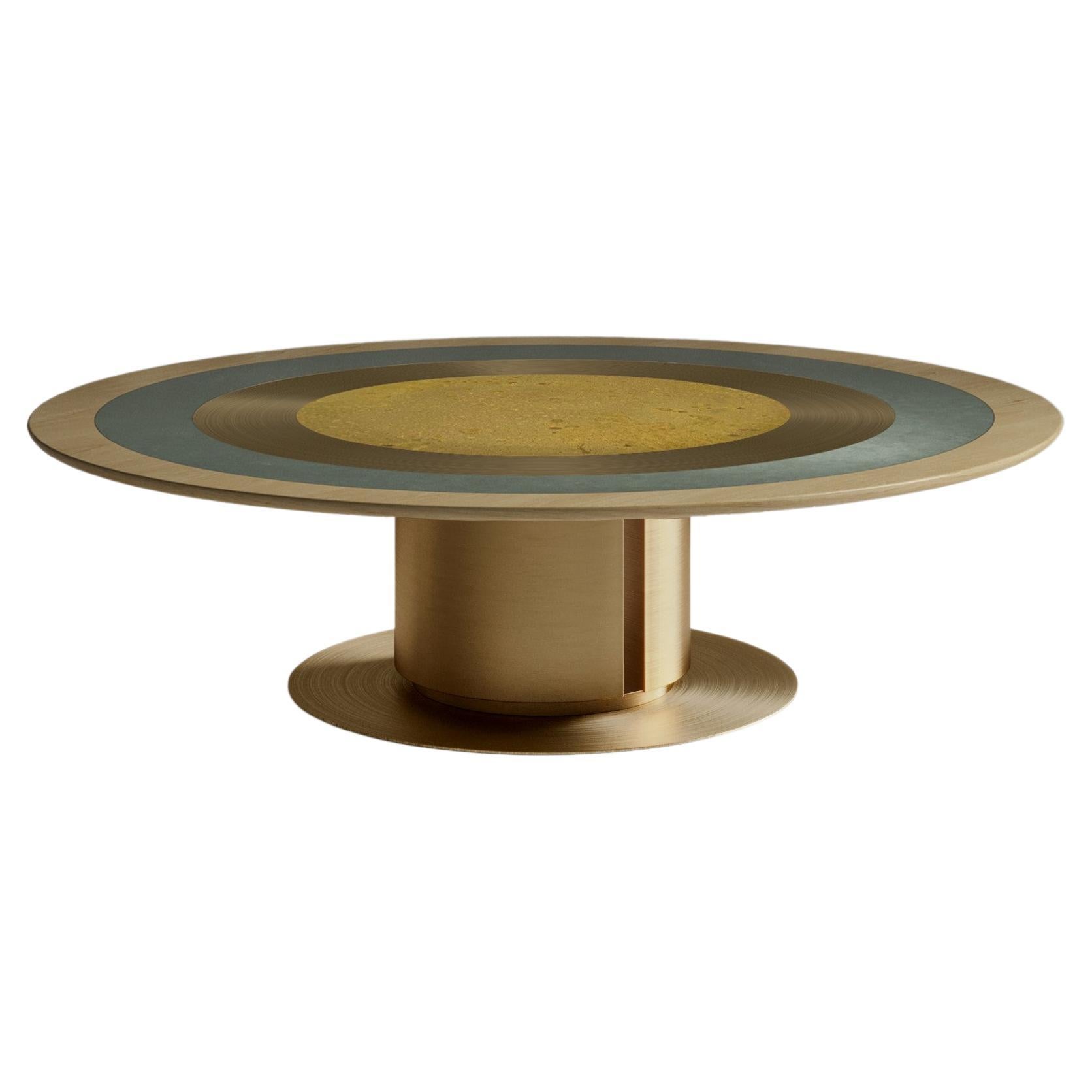 'Carousel Coffee Table Aurum' Solid Sycamore,  Light Bronze Coffee Table For Sale