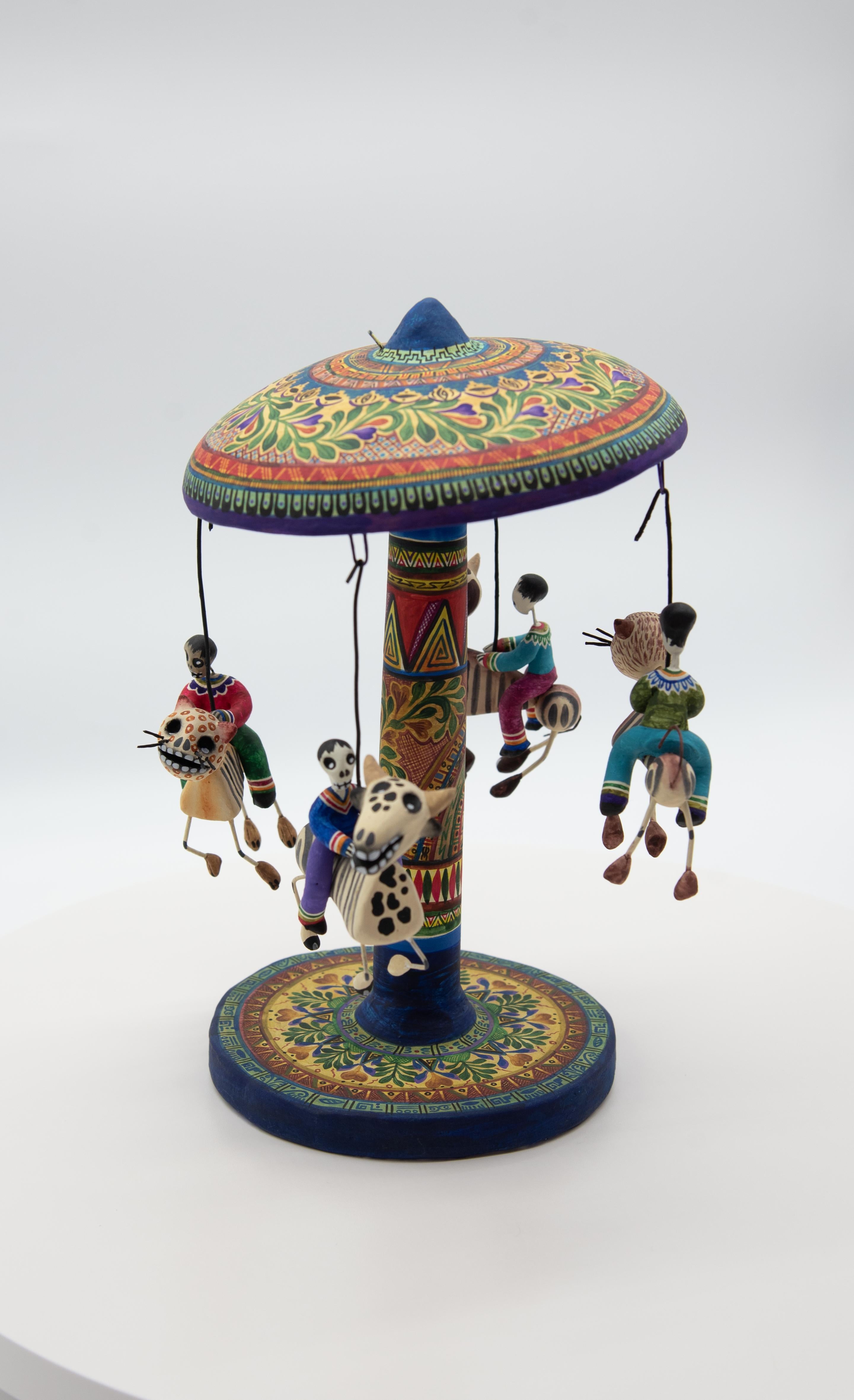 Carousel Day of the Dead Ceramic Mexican Folk Art by Familia Castillo  For Sale 10