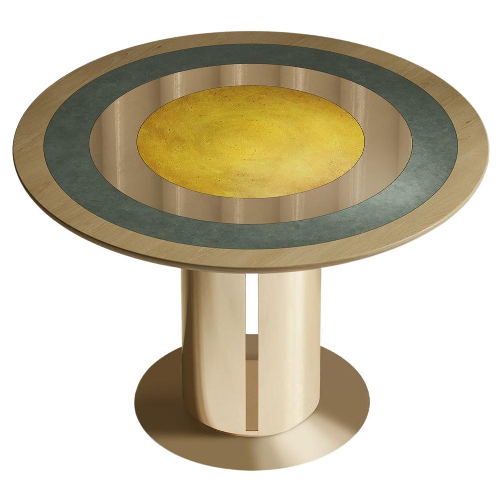 'Carousel Dining Table Aurum' Solid Sycamore, Polished Brass Dining Table For Sale