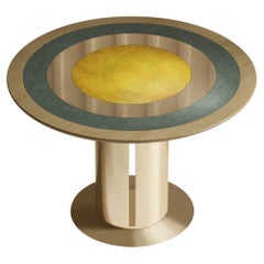 'Carousel Dining Table Aurum' Solid Sycamore, Polished Brass Dining Table