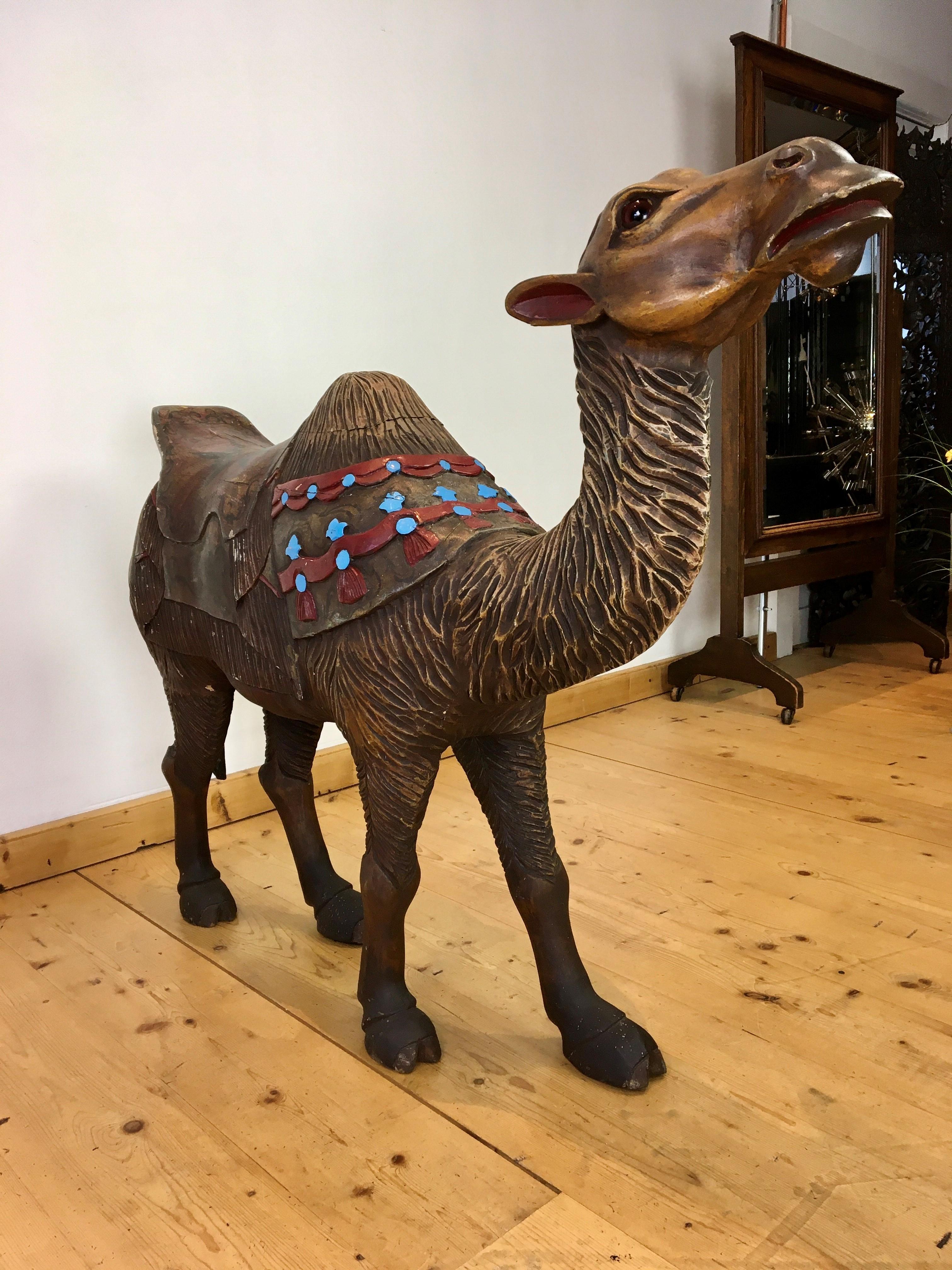Carousel Dromedary Camel Sculpture with Glass Eyes  10