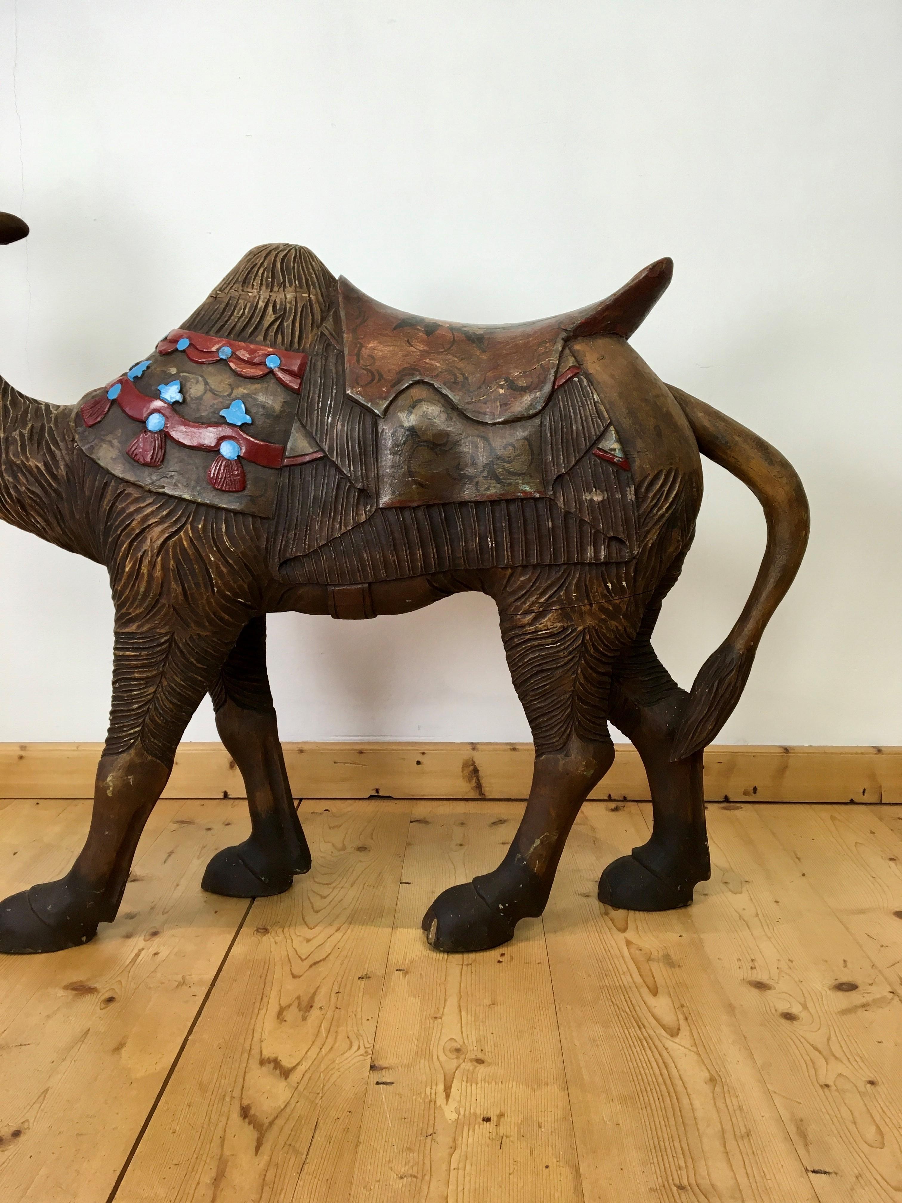 European Carousel Dromedary Camel Sculpture with Glass Eyes 