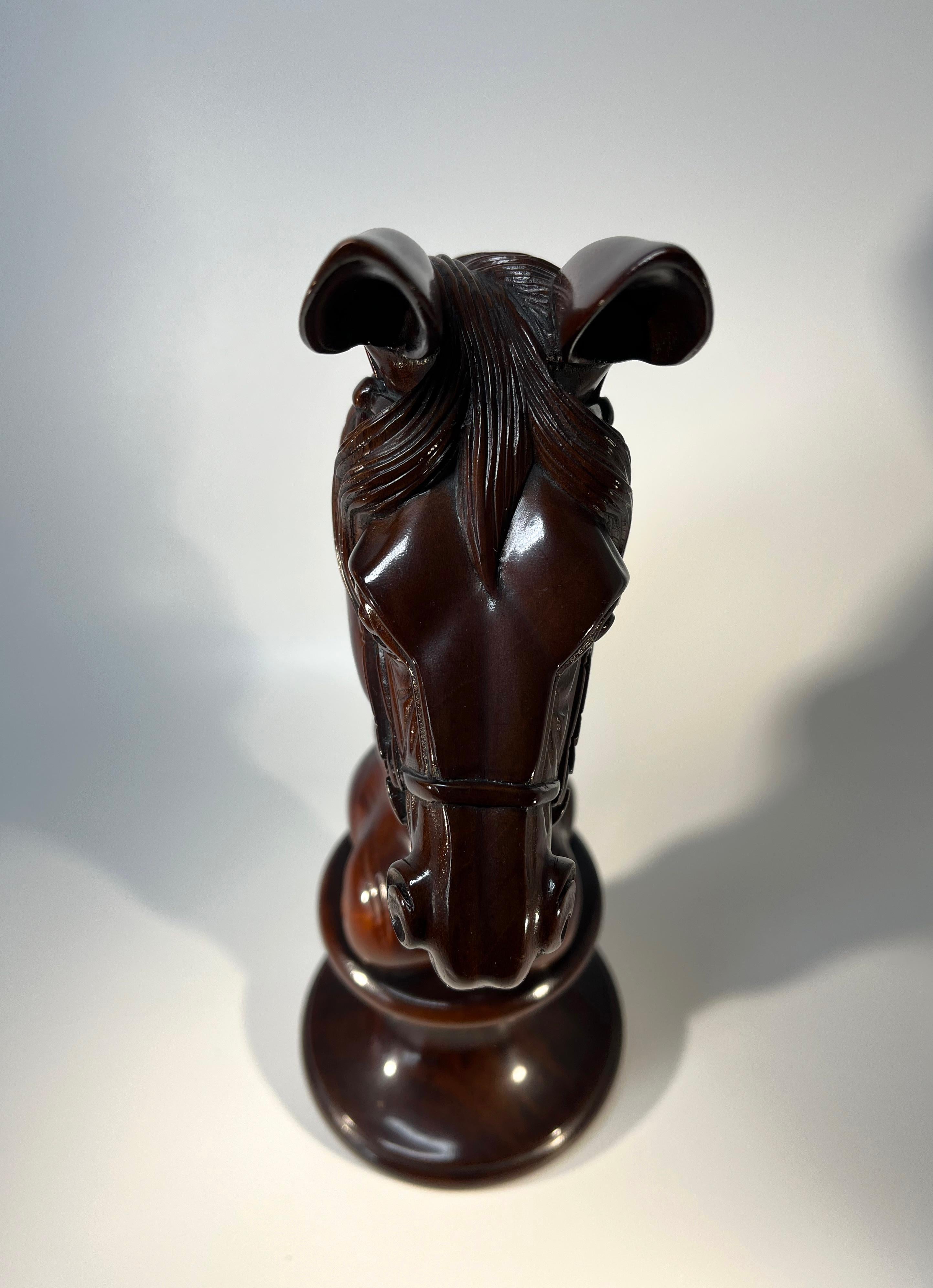Carousel Galloper's Horses Head Carved Mahogany Bust For Sale 3