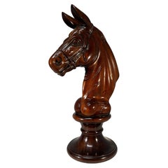 Vintage Carousel Galloper's Horses Head Carved Mahogany Bust
