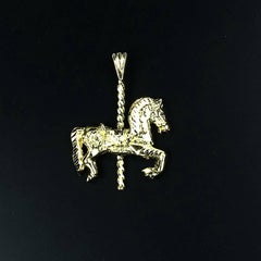 Carousel Hobby Horse Gold Pendant