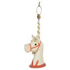 Carousel Horse with Unicorn Horn Mounted as a Lamp