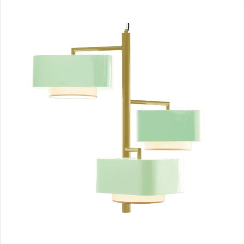 Cotton Contemporary Art Deco inspired Carousel I Pendant Lamp in Mint Blue and Green For Sale