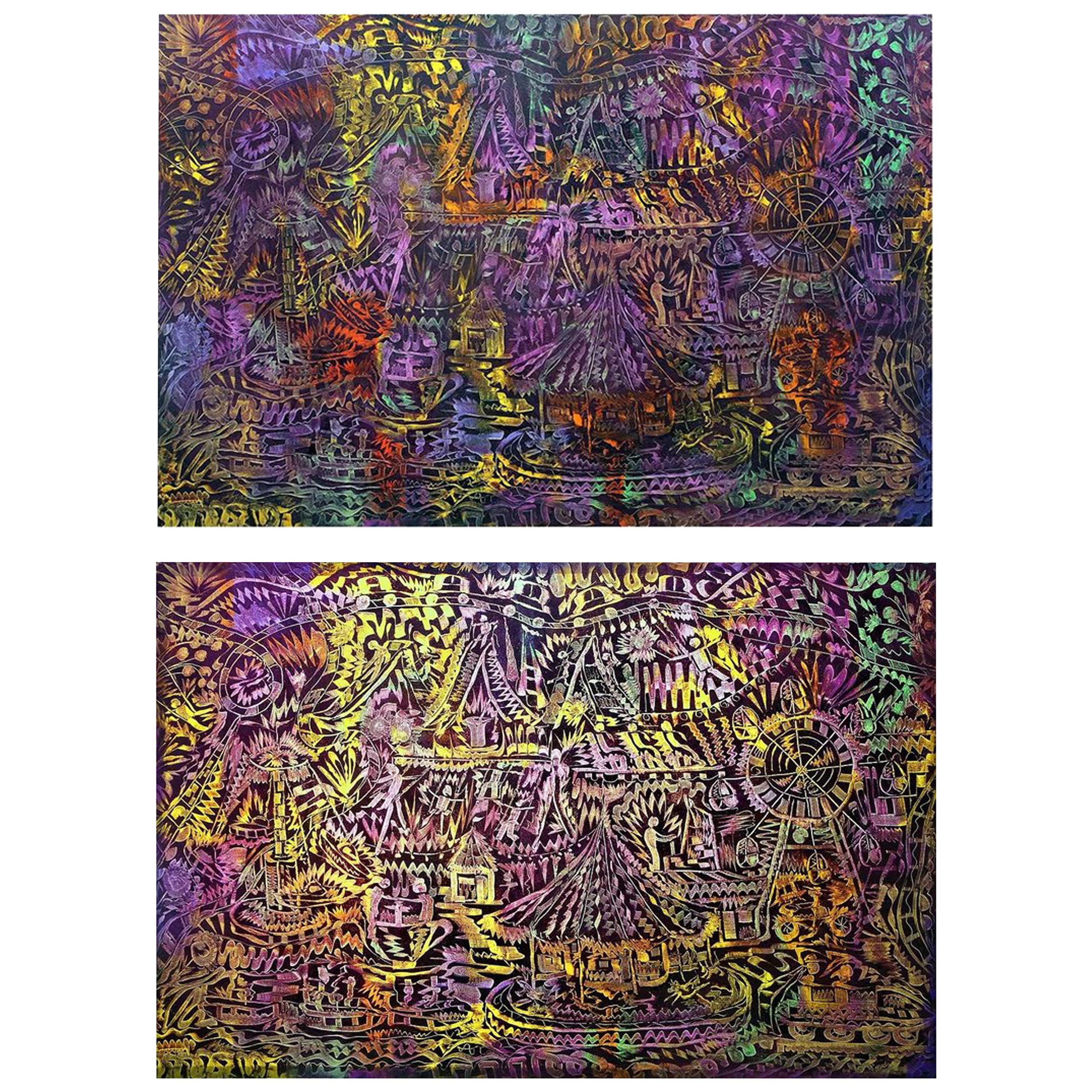 "Carousel" Huile sur toile avec option de rétroéclairage, signée par l'artiste Ricardo Casado