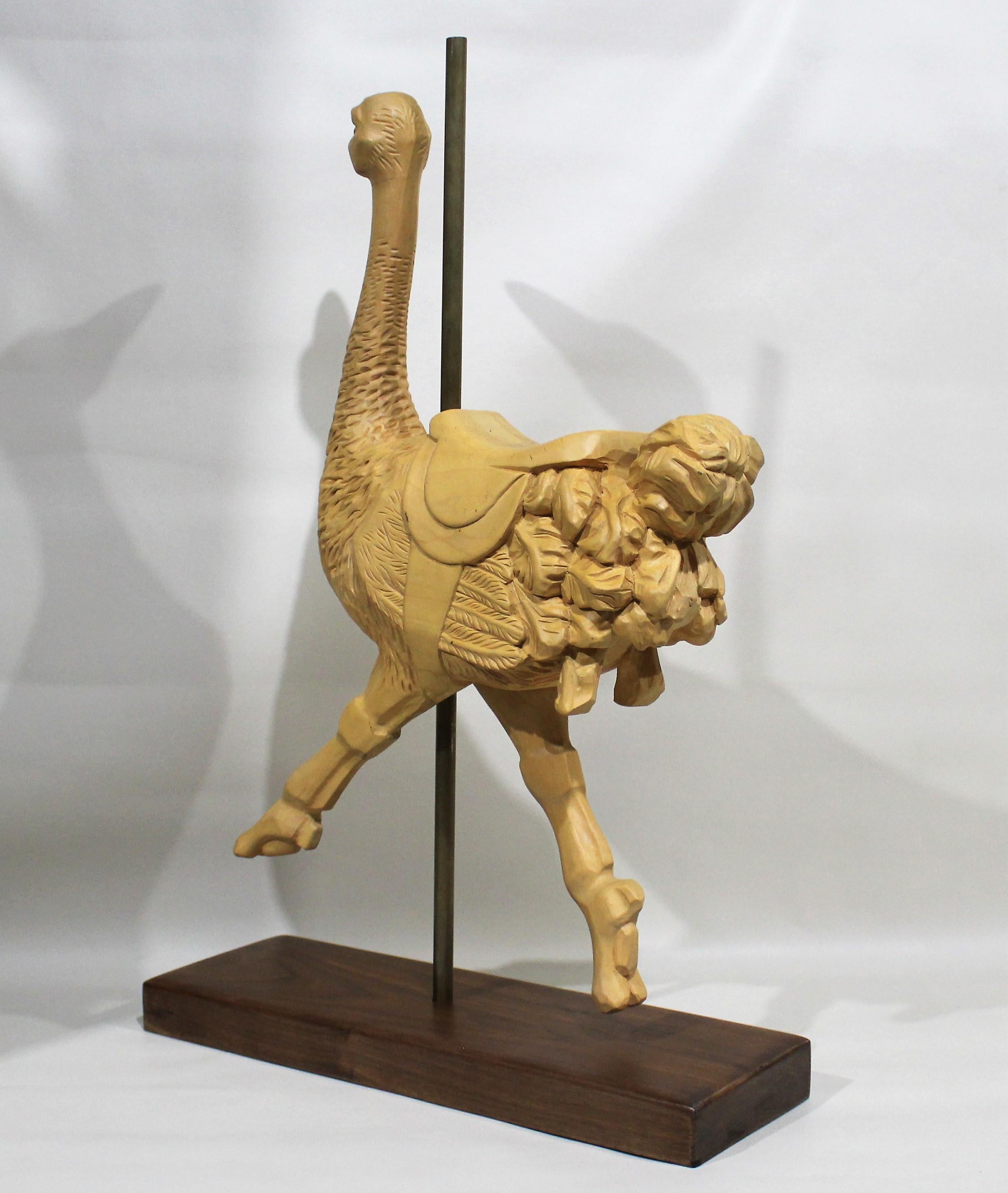 Wood Carousel Ostrich Sculpture For Sale
