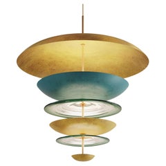 'Carousel Oxidium Chandelier' Patinated Brass & Glass Ceiling Hanging Pendant