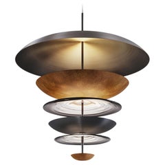 'Carousel Regolith Chandelier' Dark Bronze Patinated Brass & Glass Ceiling Light
