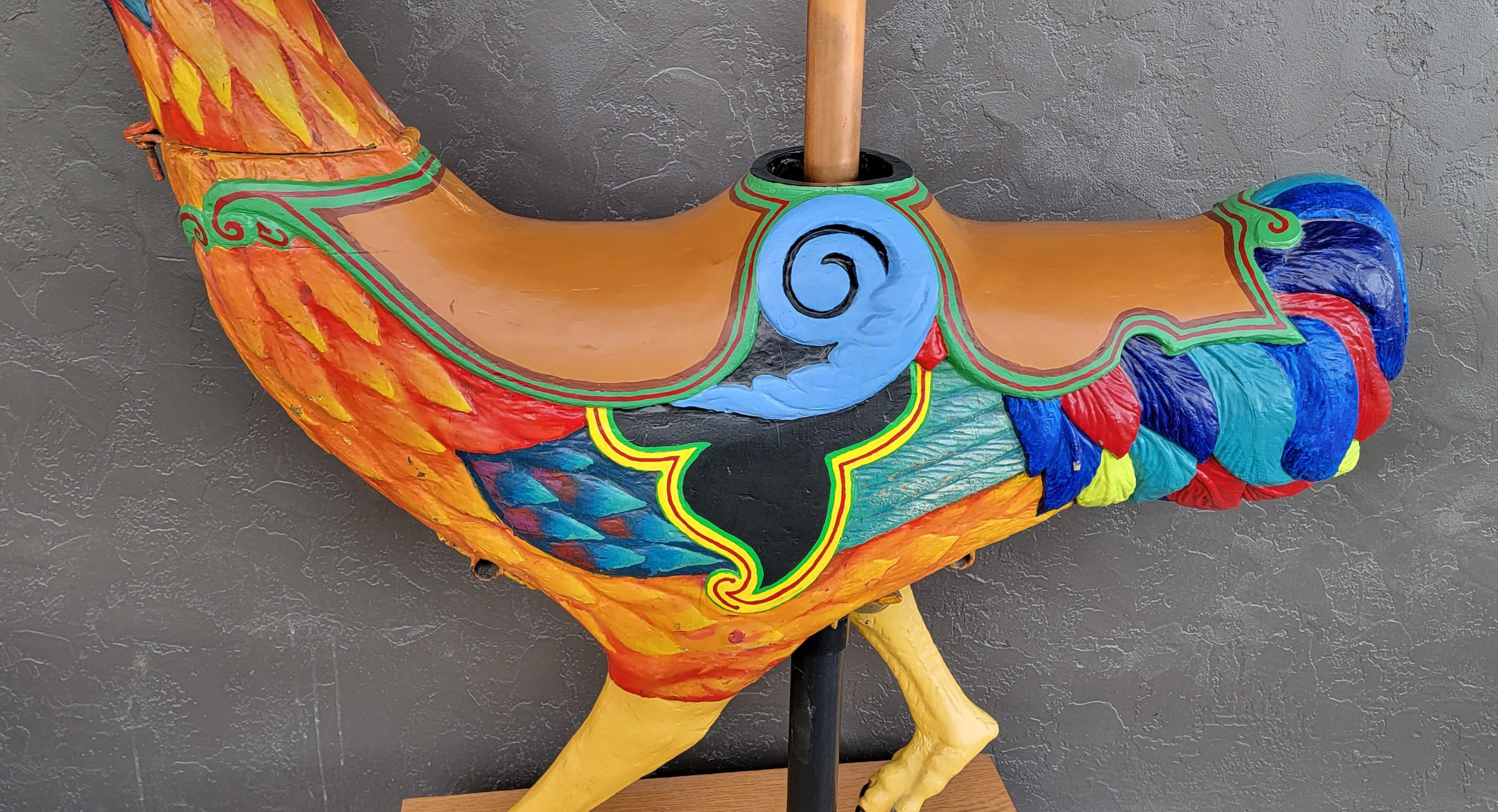 Hand-Carved Carousel Rooster by C.J. Spooner Circa, 1900