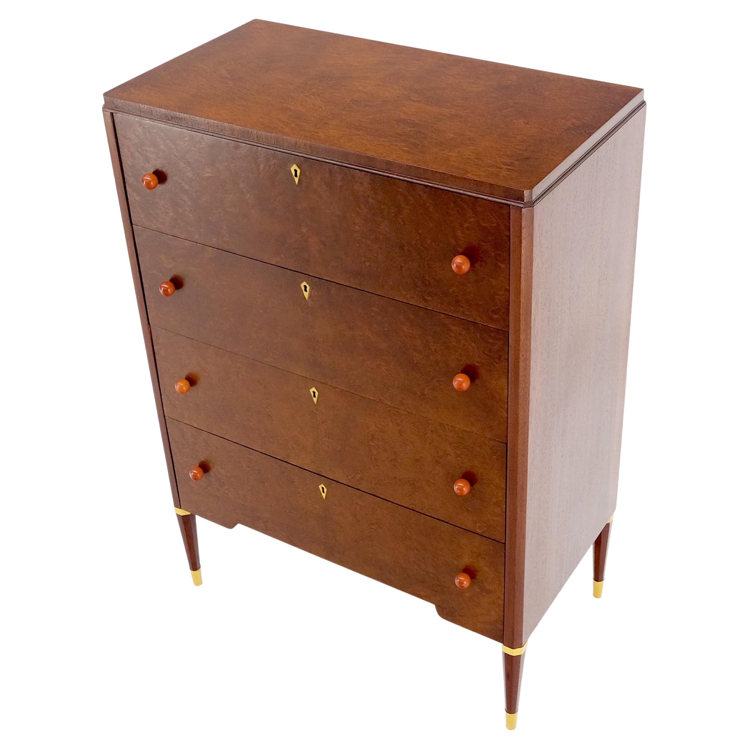 Carpathian Burl Bakelite ball pulls 4 drawer Art Deco chest dresser mint!