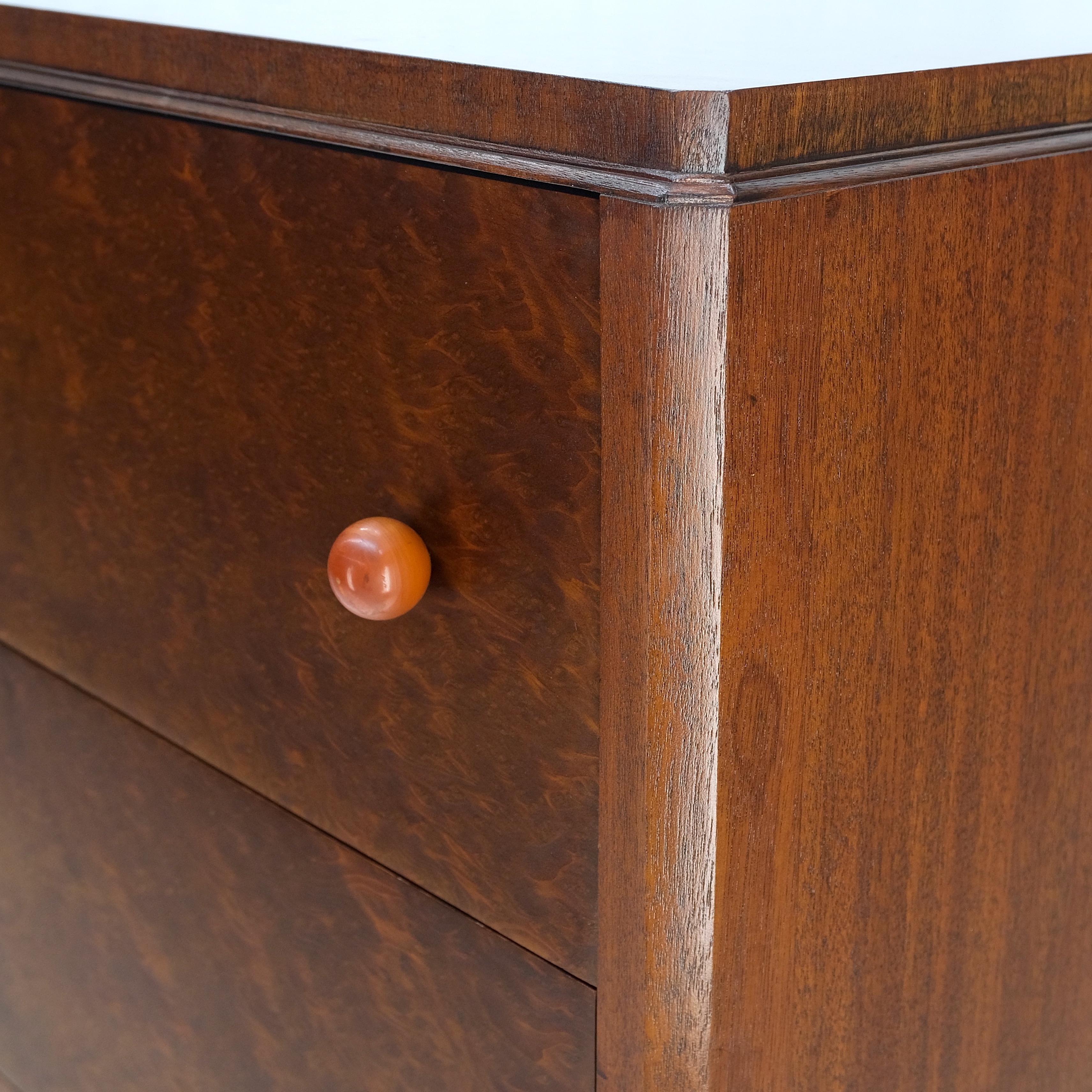 20th Century Carpathian Burl Bakelite Ball Pulls 4 Drawer Art Deco Chest Dresser Mint!