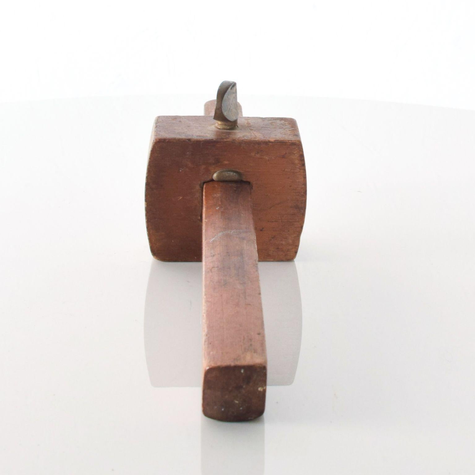Mid-Century Modern Carpenter Scribe Marking Gauge Vintage Wood Working Tool in Wood and Brass