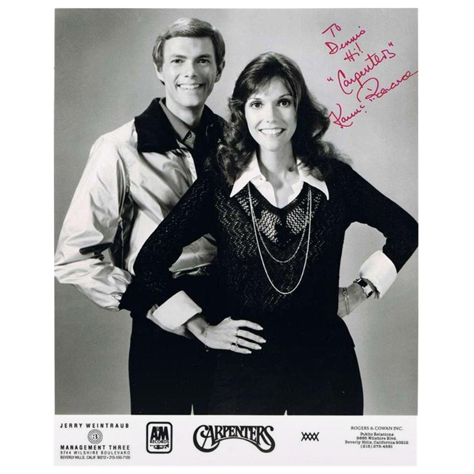 Carpenters 1970s Autographed Black and White Photograph