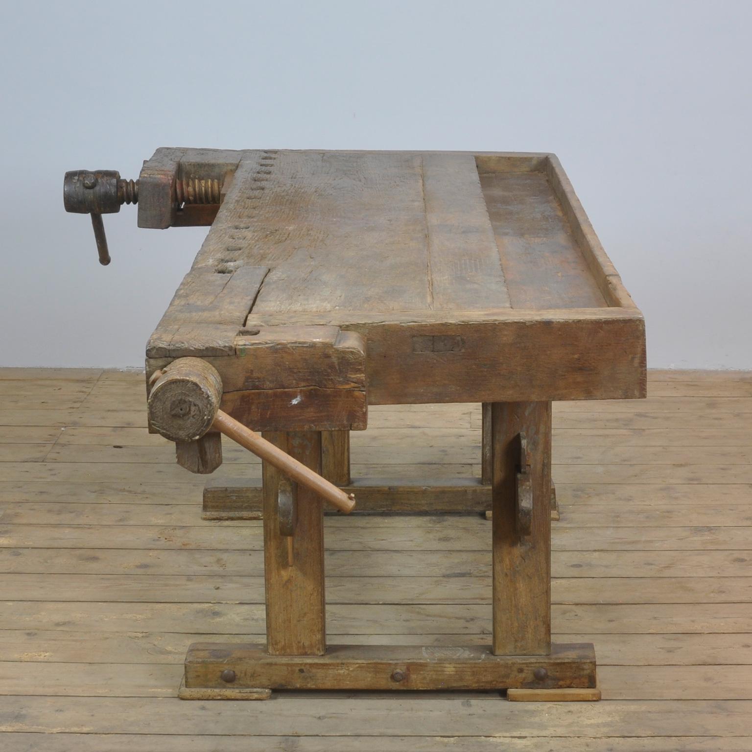 Industrial Carpenters Oak Workbench, circa 1900