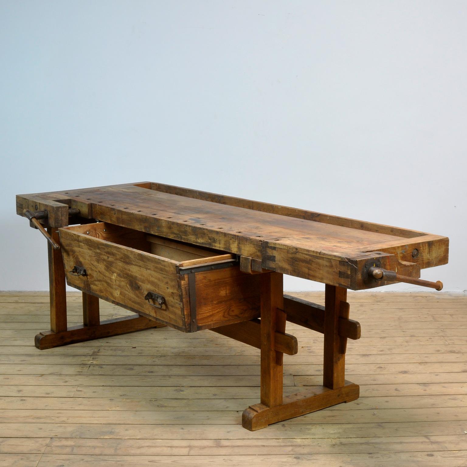 Industrial Carpenters Oak Workbench, circa 1900