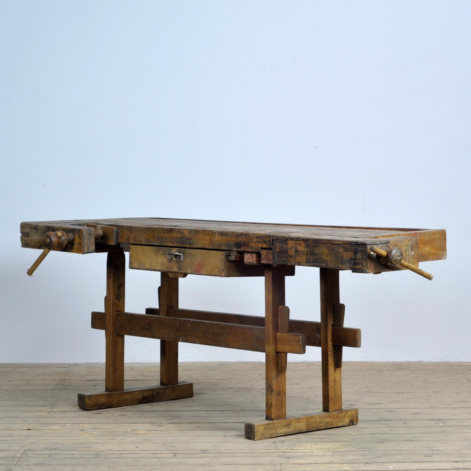 Industrial Carpenters Oak Workbench, circa 1900