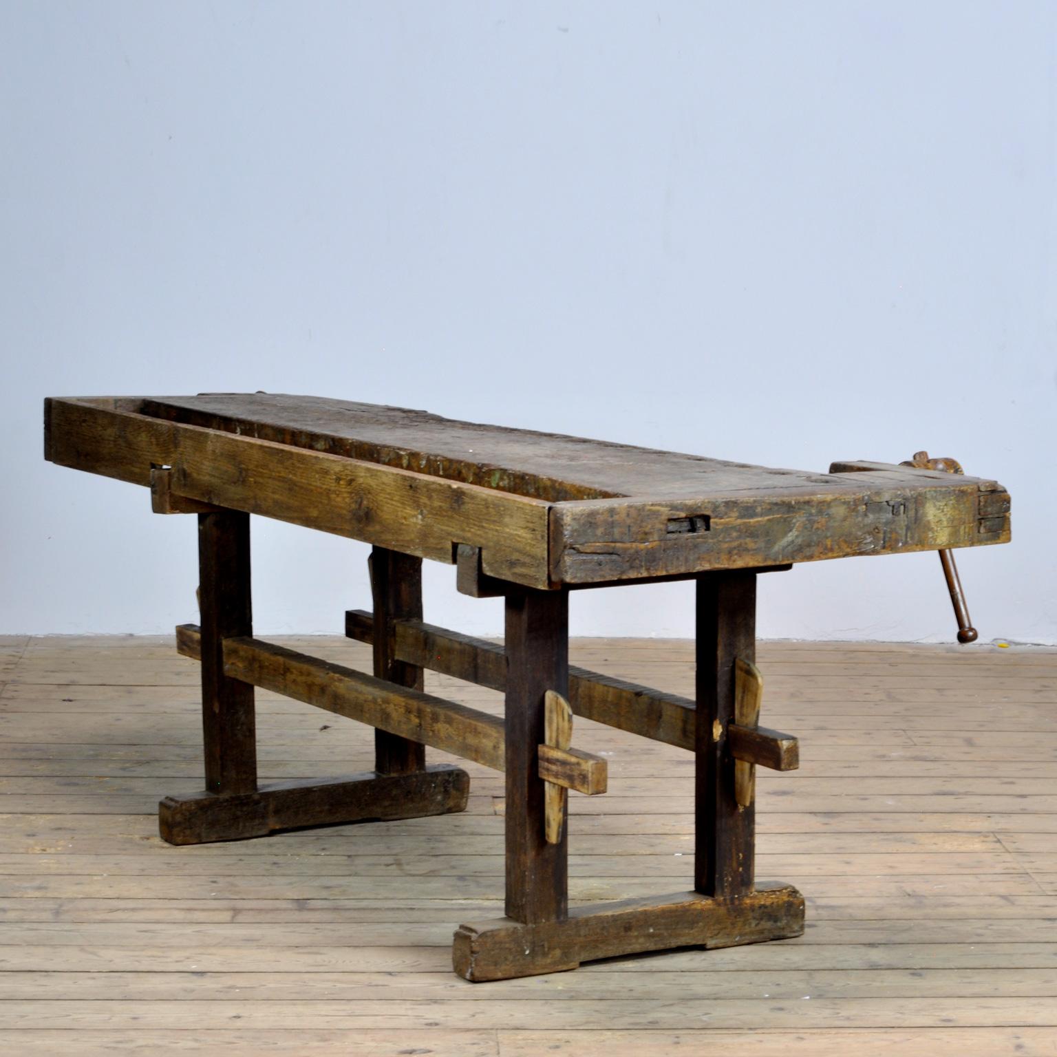 Industrial Carpenters Oak Workbench, circa 1900